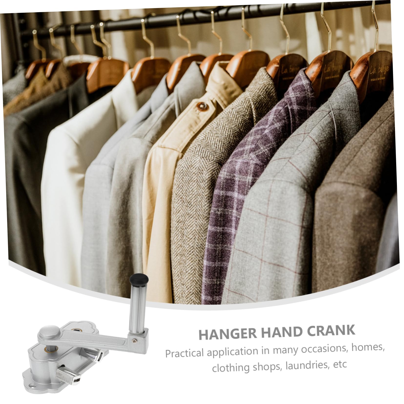 HOOTNEE Hanger Hand Crank Clothes Lift Hanger Accessories Coat Hanger Clothing Rack Hand Shaker Clothes Rack Hanger Handheld Crank Clothing Hanger Accessories Lift Hanger Part Silver