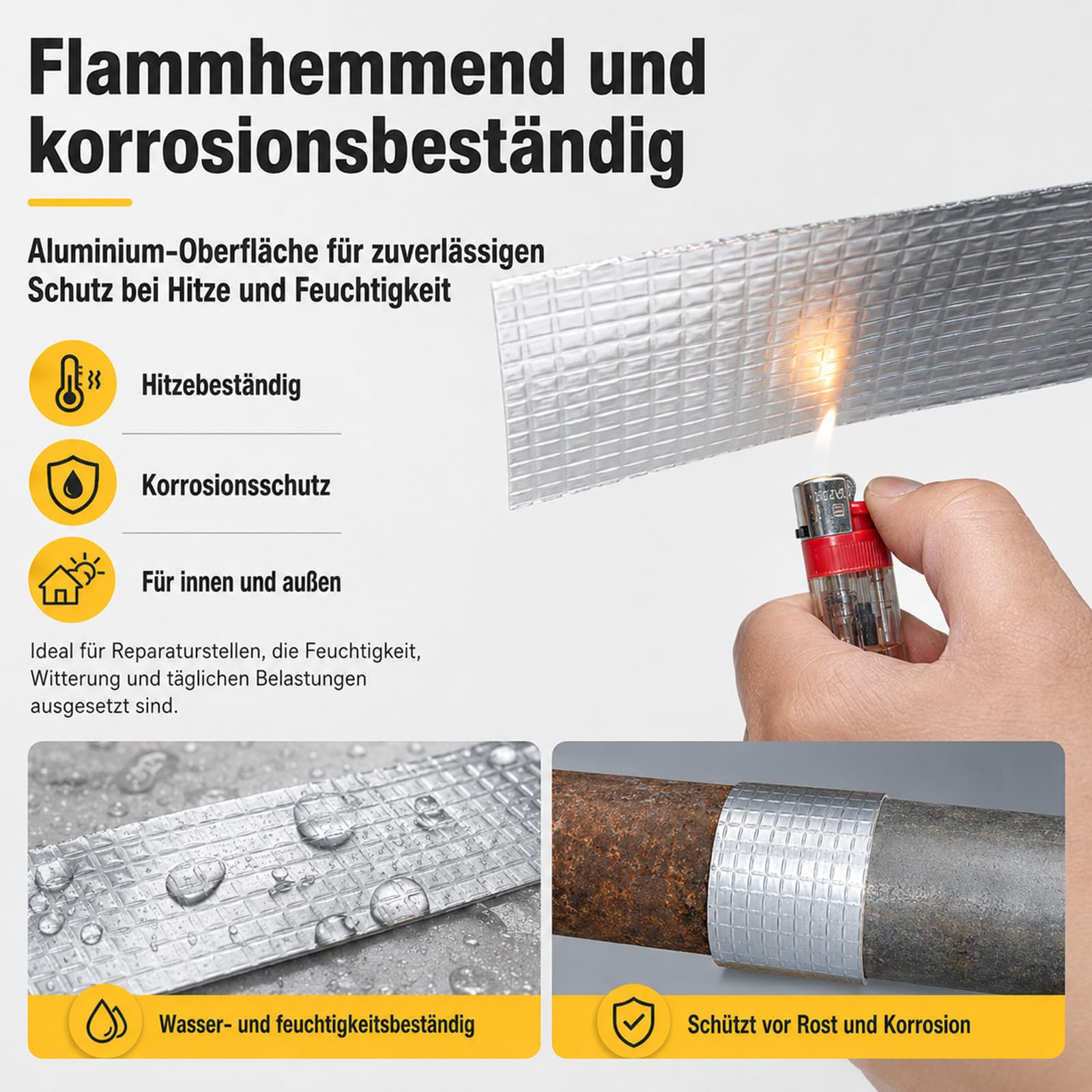 SiegelKraft-Reparaturband von Treuquell, Wasserdichtes Butylband, 5 m (10 cm x 5 m)