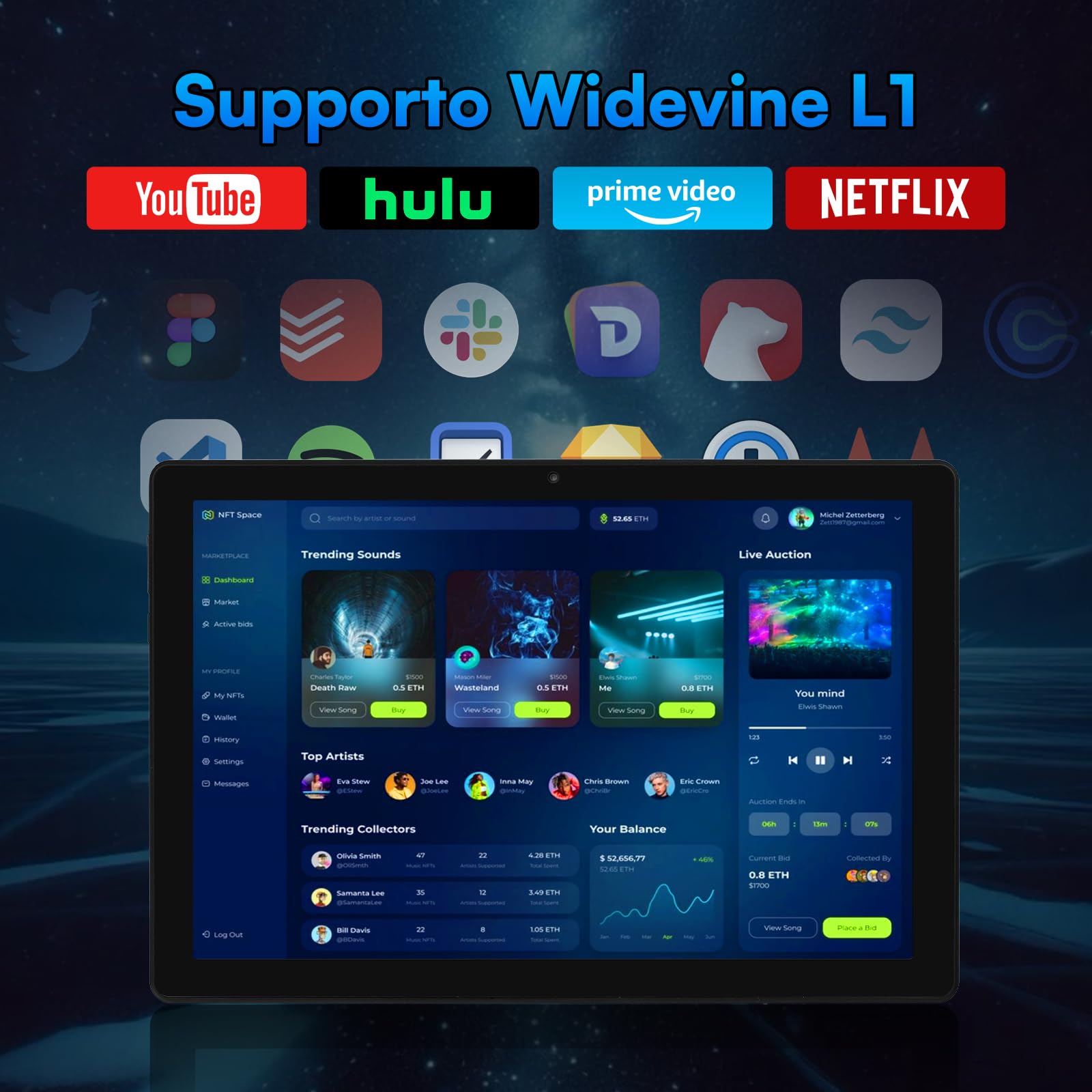 Laptok Tablet, Android 15 Tablet 10 Pollici Con Tastiera, 20GB+64GB+1TB, Octa-Core, Face ID, Tablet PC Con WIFI 5G, Bluetooth 5.4, Widevine L1, 5MP+8MP, 1280 * 800 HD, 5000mAh,2 Anni Garanzia(Nero)