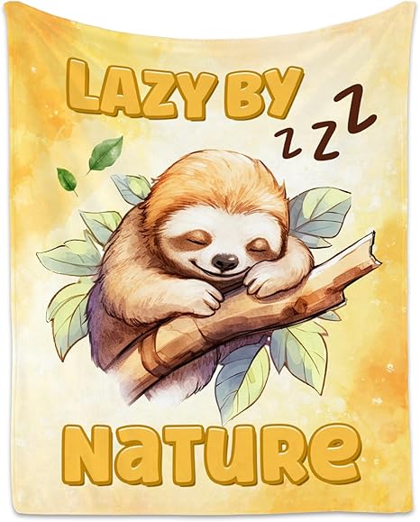 Sloth Blanket, Cute Soft Throw Gifts for Kids, Cozy Flannel Throw Blankets for Couch Sofa, Orange 30"x40"