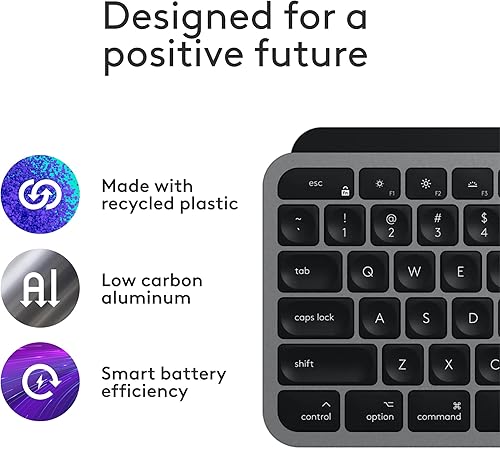 Miniatura 5 de Logitech MX Keys S para Mac, teclado inalámbrico, fluido, escritura precisa similar a una computadora portátil, teclas programables,