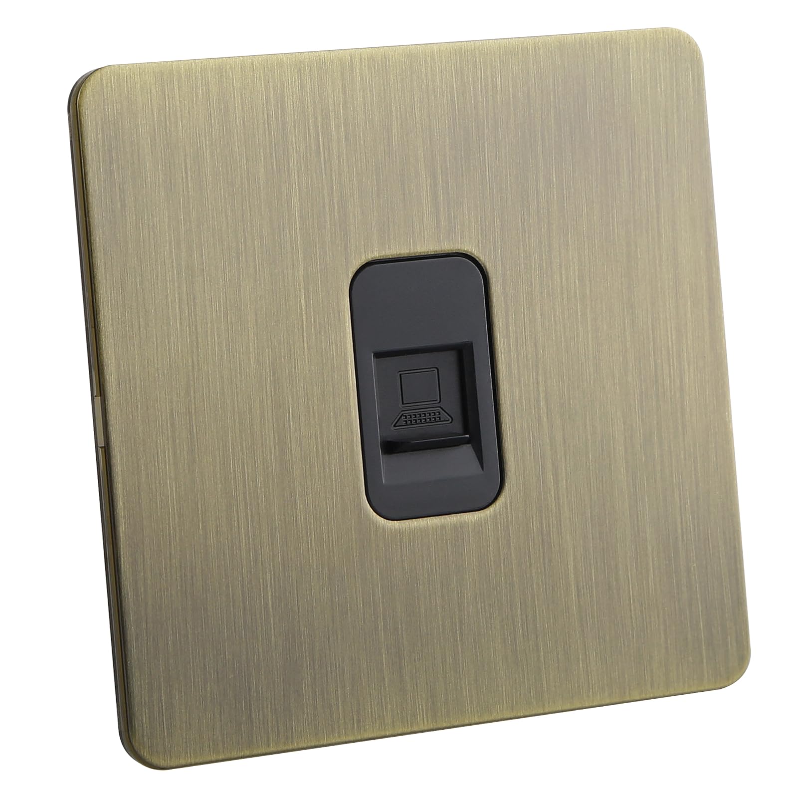 Square Edge Straight Knurled Switches and Sockets For Home Office Bedroom Kitchen Antique Brass（RJ45 Internet Outlet）