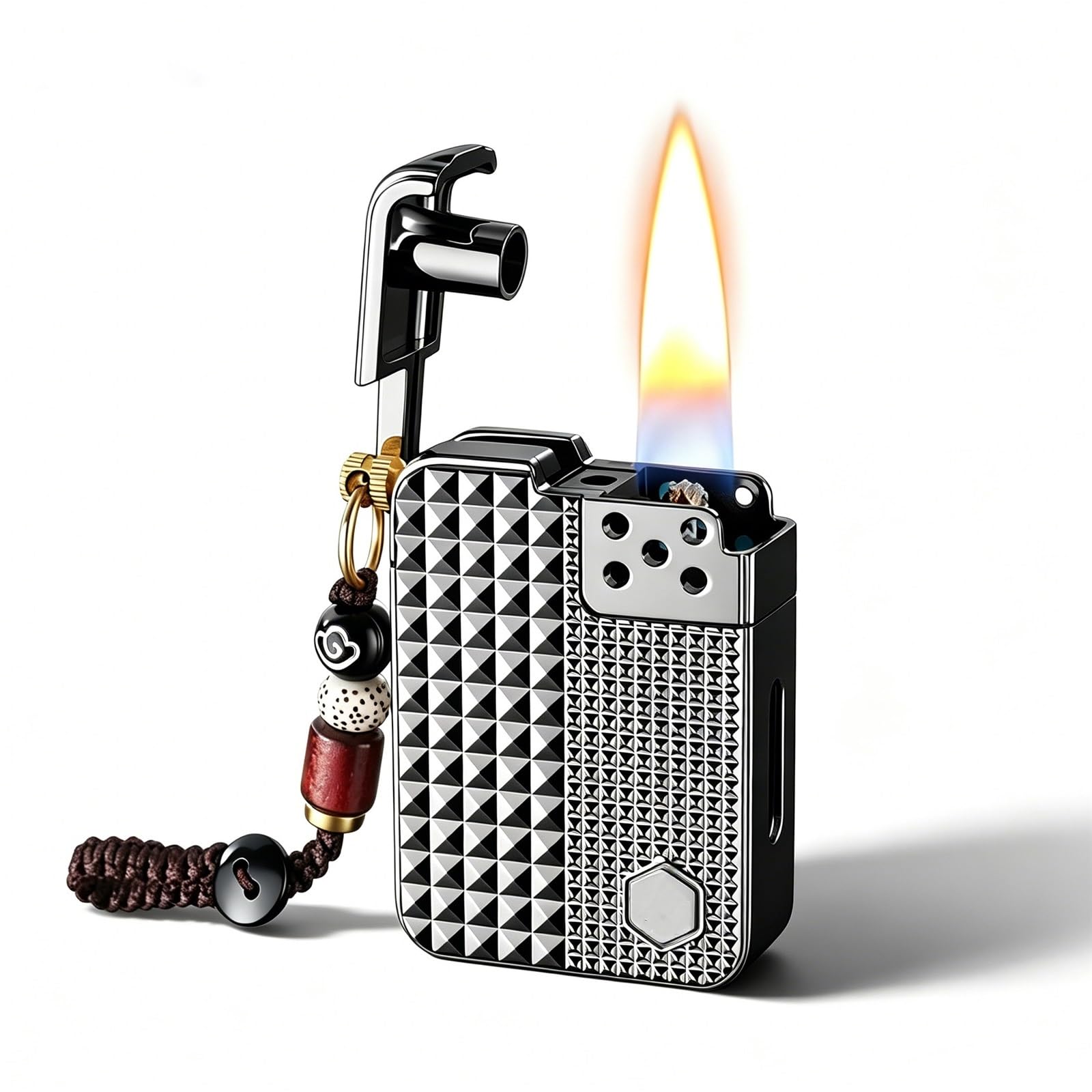 Encendedor con cordón para transporte fáci y ventana de gas visible