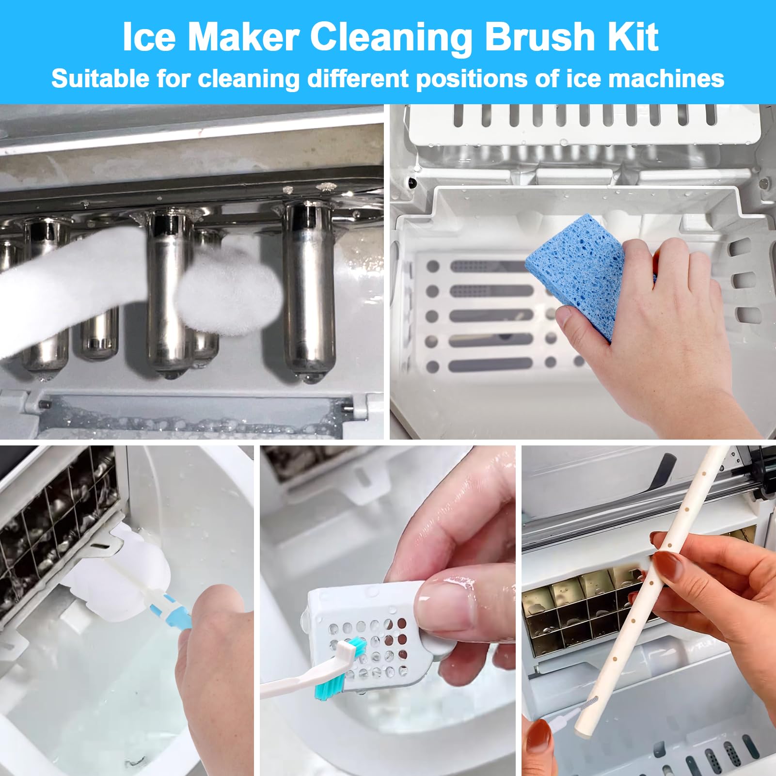 14PCS Ice Machine Cleaner Brush Sets-Ice Maker Cleaner Tools Kits Contain 2pcs Pipe Brush Nylon Bristles 1 5m And 12pcs Crevice Cleaning Brush - View #9