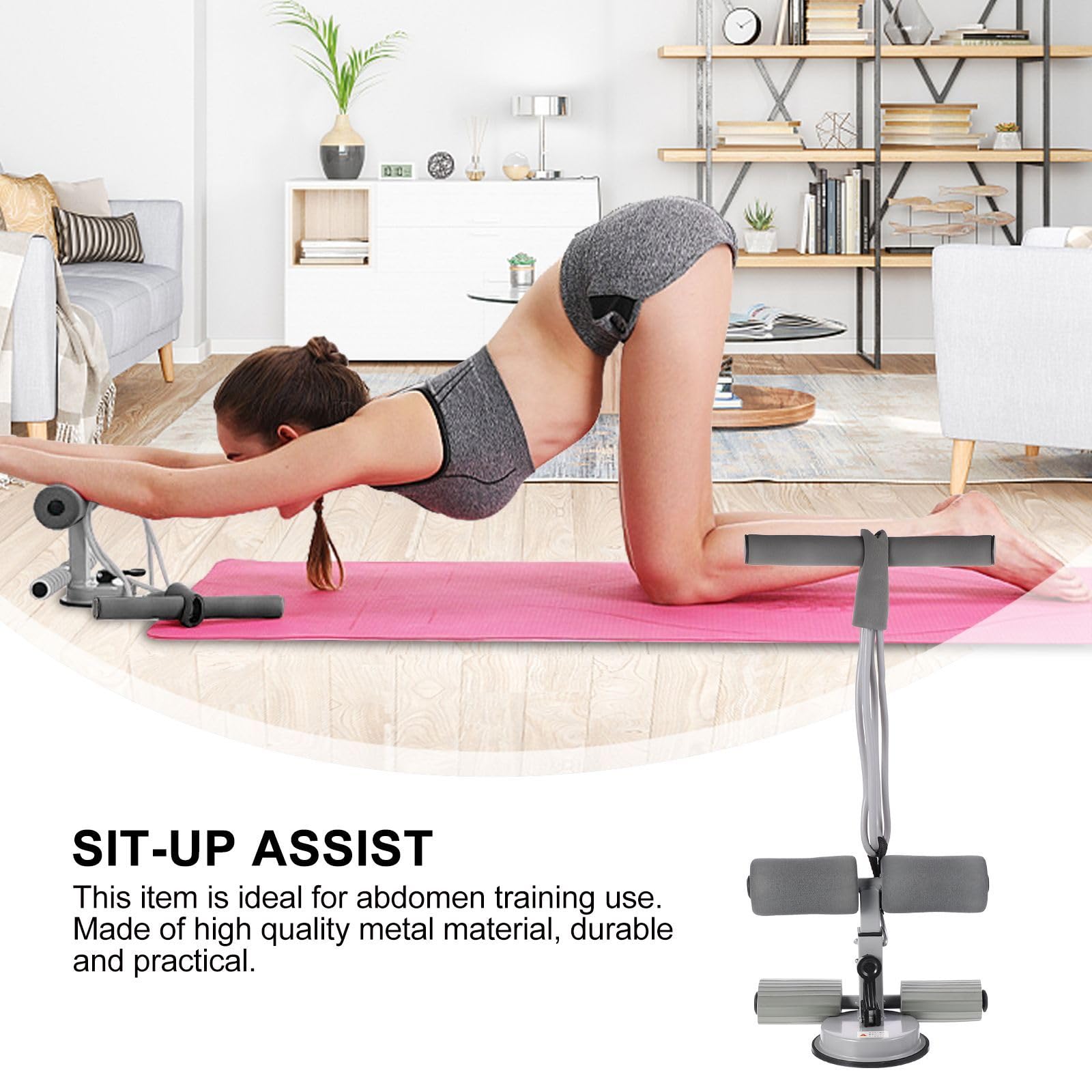 BESPORTBLE Zusätzliches Tragbares Trainingsgerät Spannungsfußpedal Widerstandsbänder Bauchübungsseil Sit-Up-Stange Mit Saugnapf Bauchbeugung Unterstützung Des Bauch-Fitnessgeräts