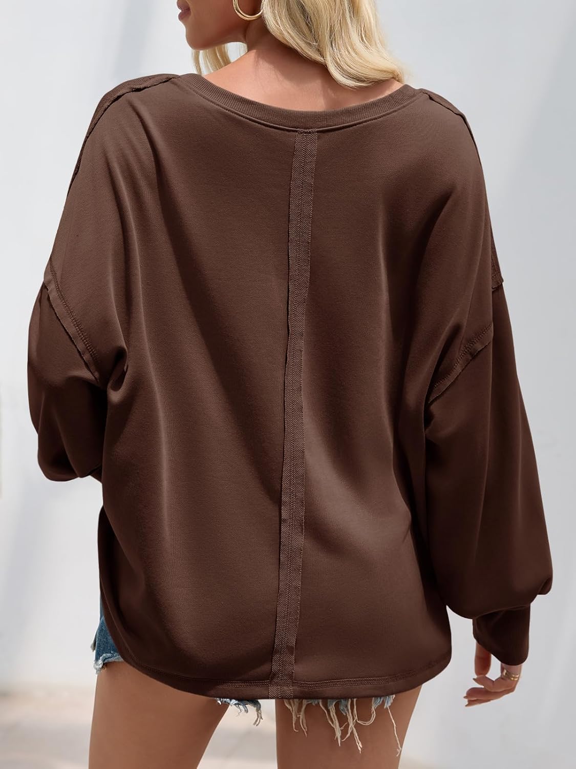 Fisoew Womens Oversized Sweatshirts Casual Long Sleeve Shirts Loose Fall Tunics Pullover Tops - Image 3