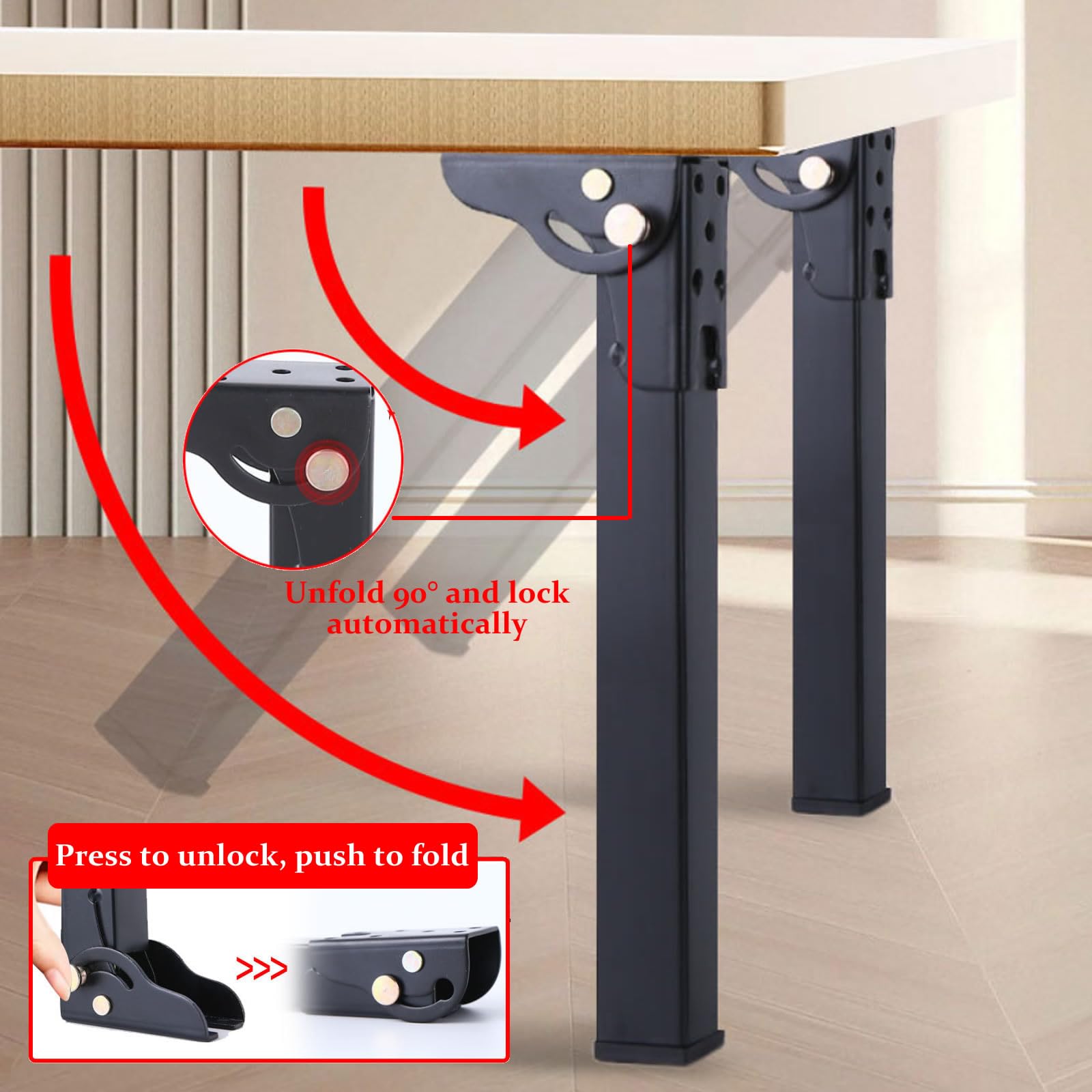4 Stück 90 Grad klapptischbeine Eisen Tischbeine Klappbar Tischfüße DIY Möbelfüße Schreibtischbeine Hohe Tragkraft Geeignet für Schreibtische Couchtische Computertische Möbel (Weiß, 20cm)