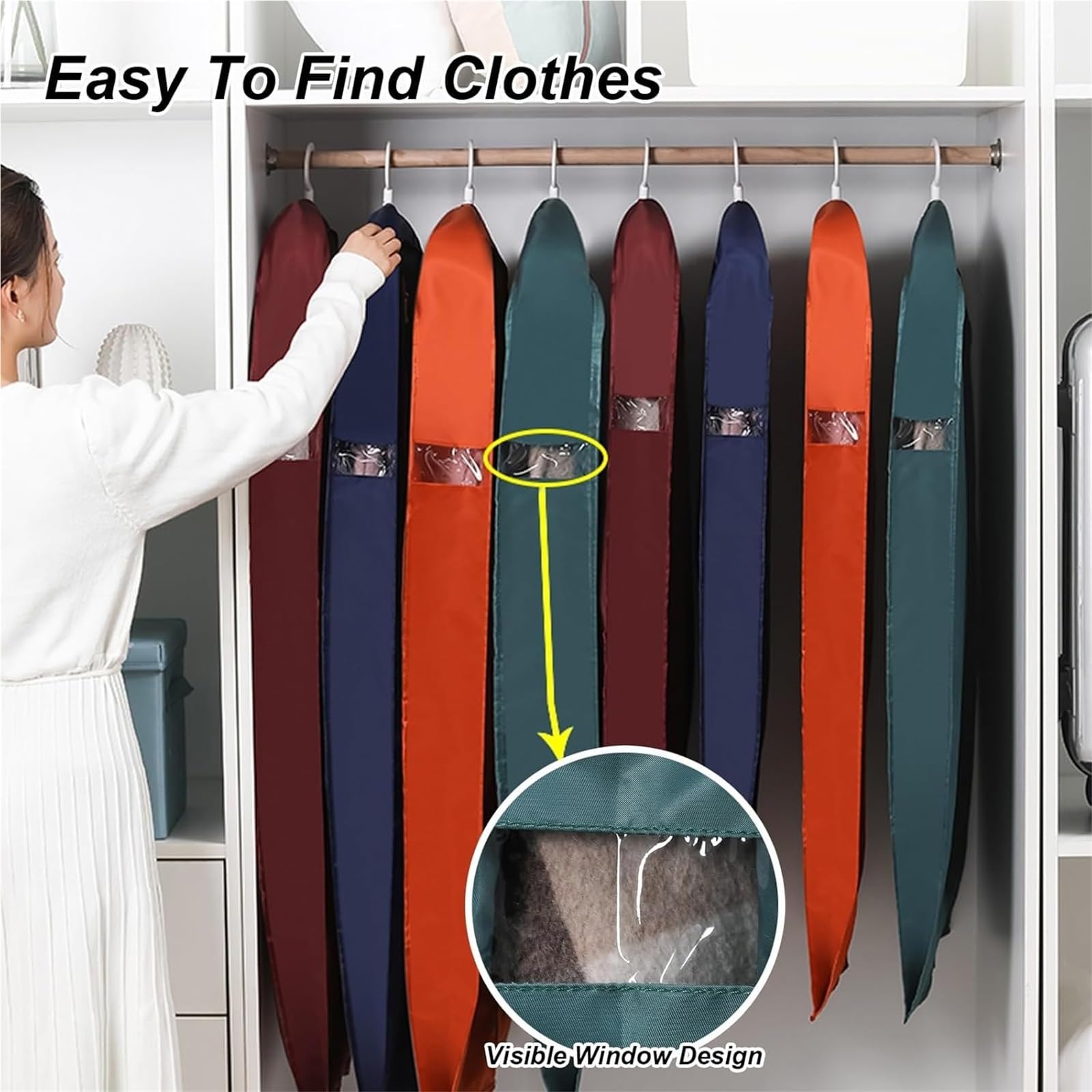 Atmungsaktive Kleidersäcke For Aufhängen, Aufbewahrungstaschen For Anzüge Und Mäntel Zur Schrankorganisation Staubdichte Kleiderhüllen For Anzüge Kleider Wintermäntel(Orange,100x58x11cm/39x23x4in)