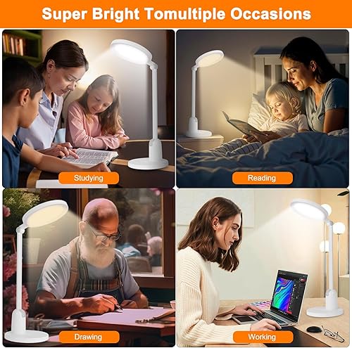Miniatura 7 de Lámpara de escritorio LED para oficina en casa, lámpara de mesa regulable que cuida los ojos, lámpara portátil con temporizador de 3 velocidades y