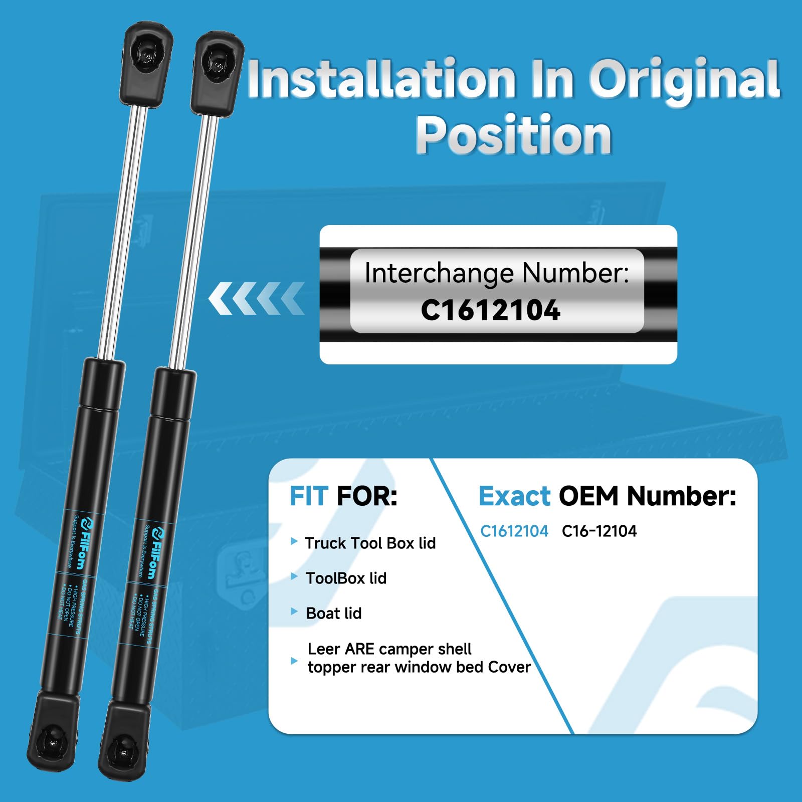 Snapklik.com : C16-12104 12 Inch 50Lb/222N Gas Struts Shocks For Camper ...