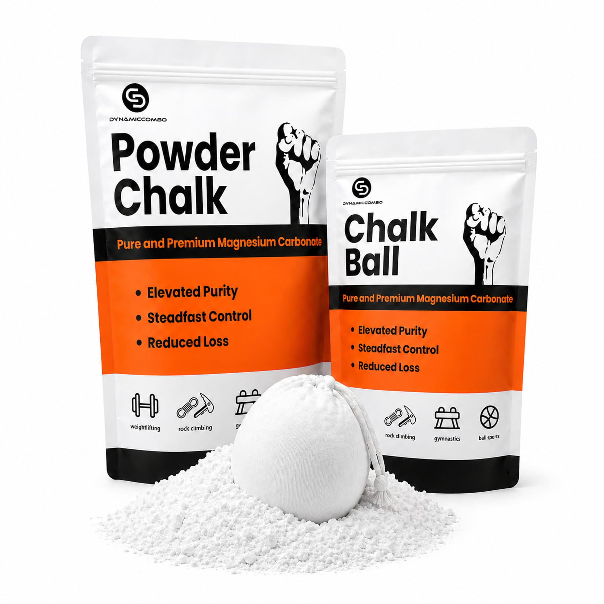 Juego de bolas de tiza y tiza de escalada, sin derrames, para levantamiento de pesas y gimnasia, bolsa de 340 g + bola recargable de 60 g