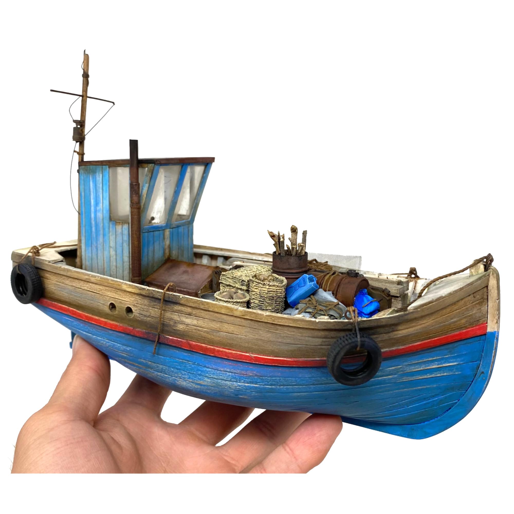 Fischerboot, Fischkutter als Laser Cut Bausatz aus Holz zum selberbauen im Maßstab 1:35
