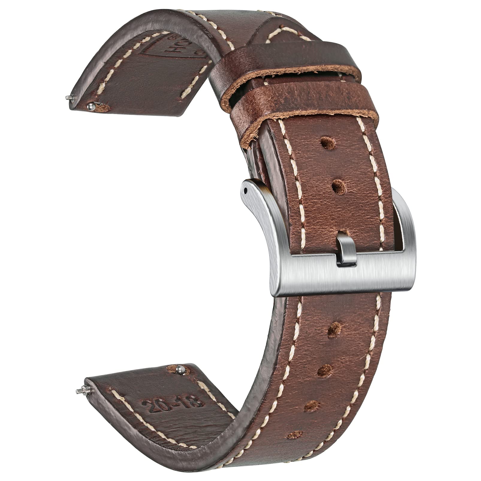20mm Watch Bands, Vintage Horween Leather Watch Strap Quick Release Replacement Wrap for Men or Women Tranditional or Smart Watches