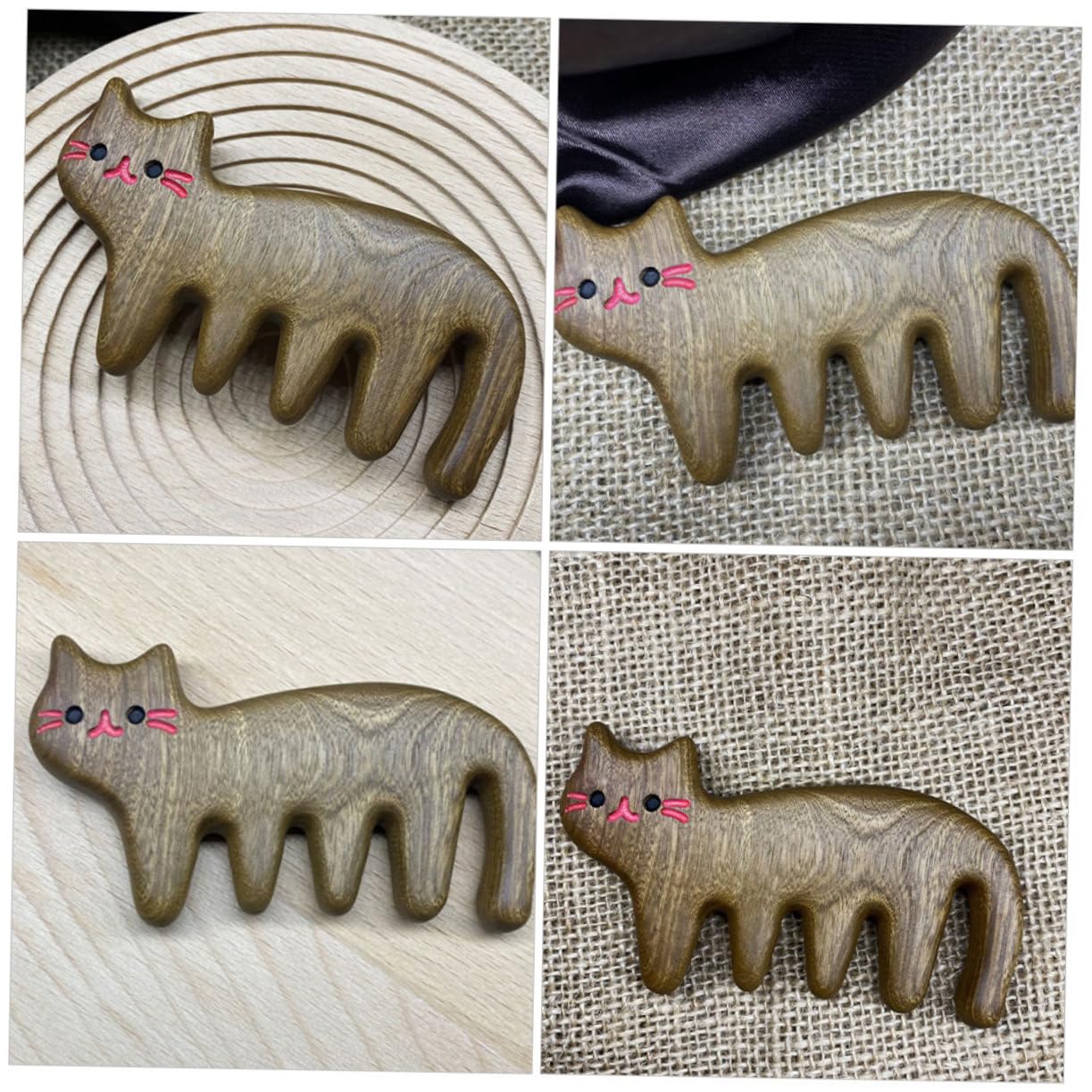 3 Ensembles Peigne Forme De Chat Peigne Démêlant Sans Électricité De Massage Pour Cheveux Pour Types De Cheveux Utilisable Humide Ou Sec 2 Pièces * 3