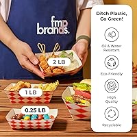 Vista 6 de FMP Brands Paquete de 250 bandejas de comida desechables de papel de 0.25 libras, bandejas de comida desechables de alta resistencia, bandeja