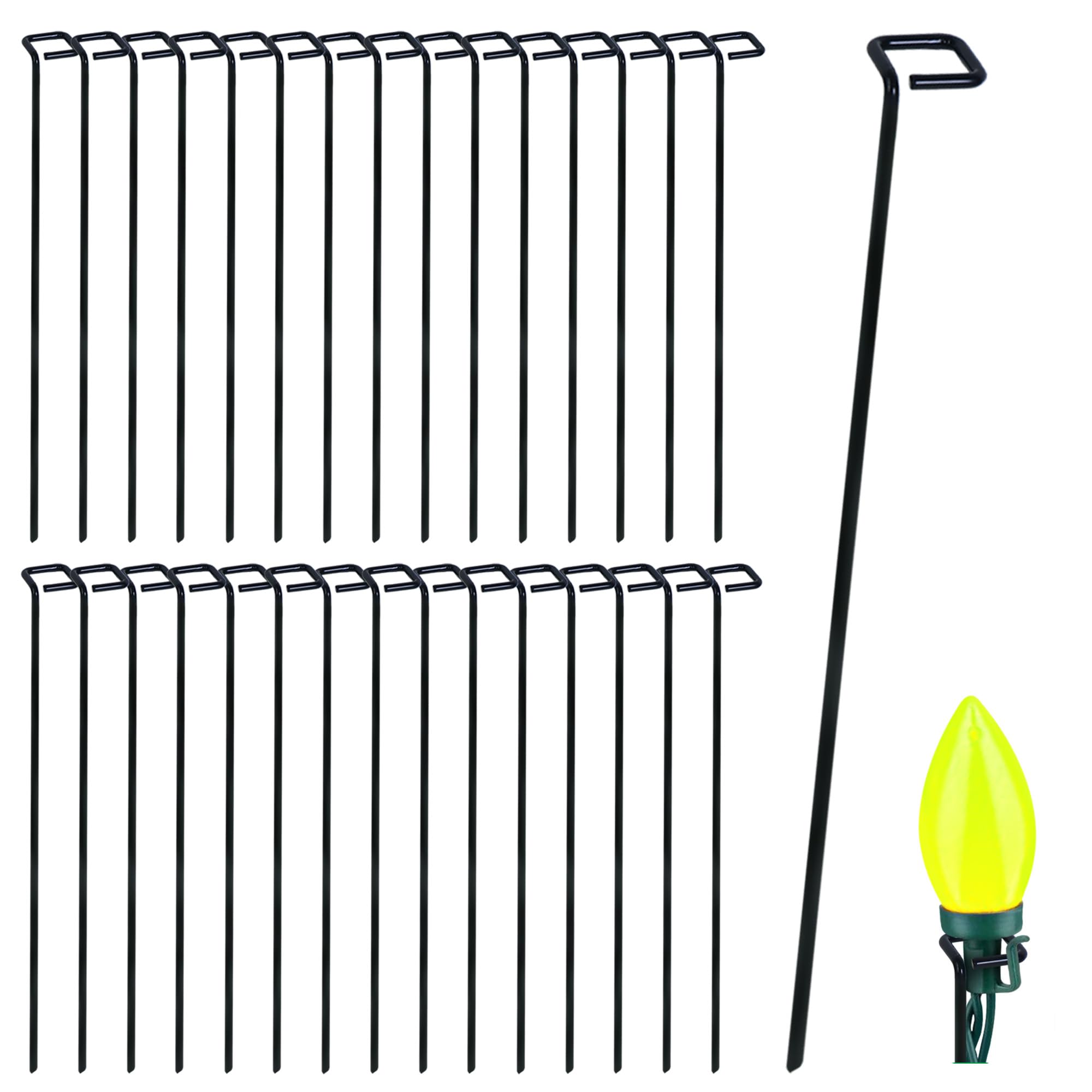 Bylion Pali di luce natalizia in metallo per esterni paletti da giardino | 60 pali da cantiere per luci C7 C9, adatti per giardino, prato, patio, vialetto, passerella, altezza 24,9 cm