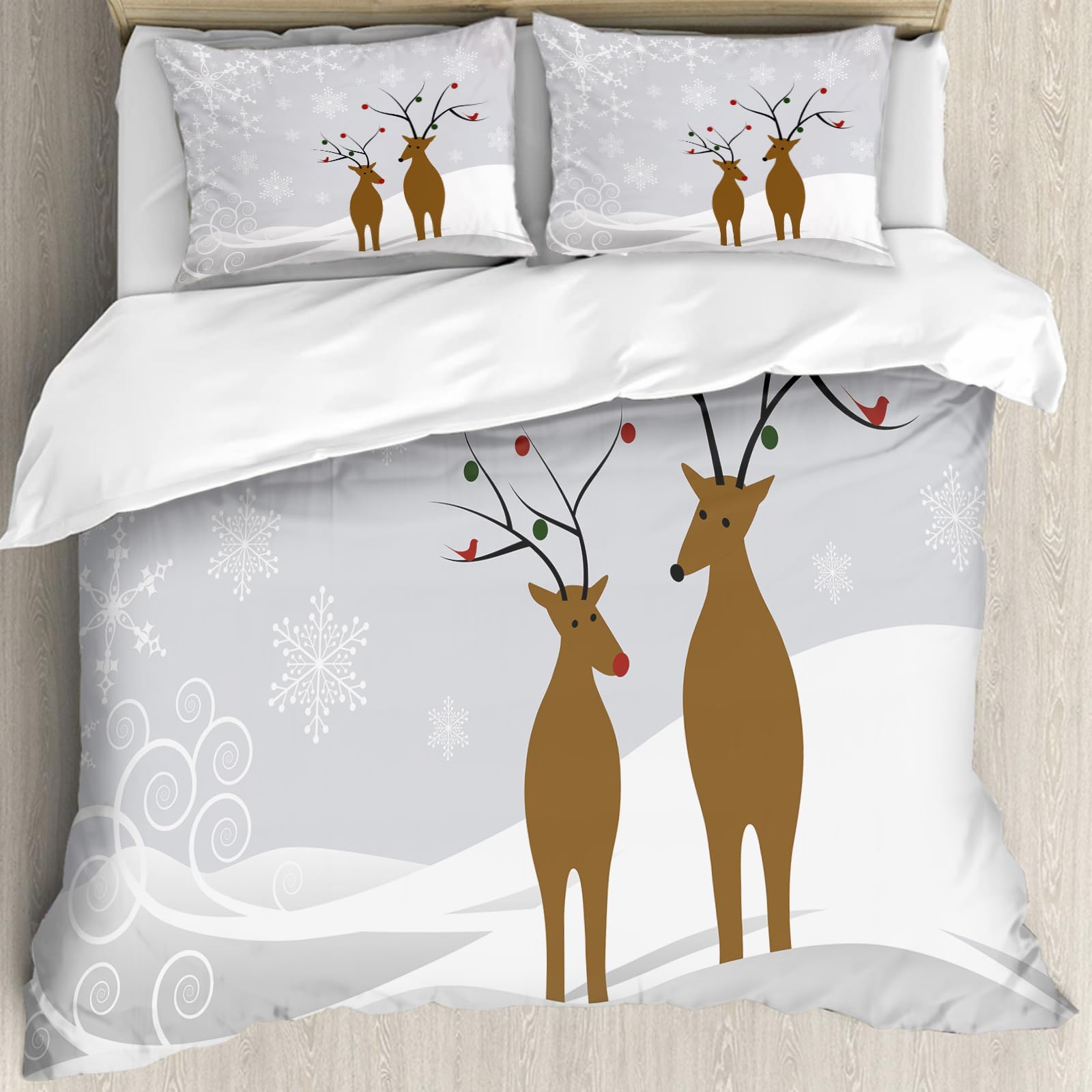 Housse de couette grand lit 228x264cm parure de lit Noël avec taie