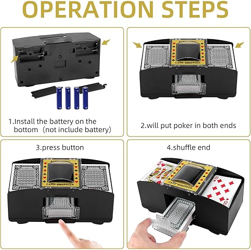 Miniatura 4 de ALLOMN Barajador automático de tarjetas, máquina distribuidora de tarjetas UBS, Barajador de cartas de casino de juego eléctrico para póker