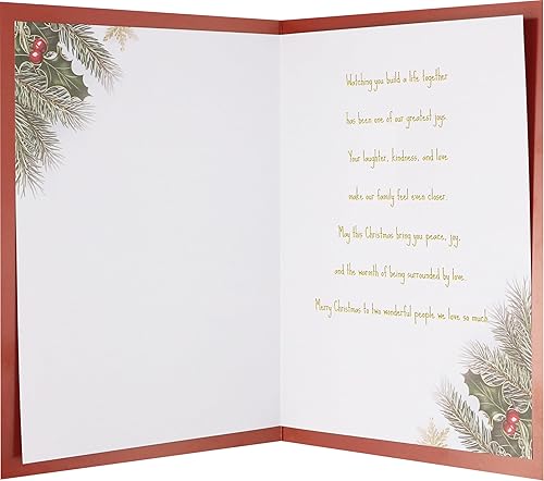 Miniatura 2 de TzenvoGift Tarjeta de Navidad para nuera y yerno, tarjeta de doble capa, diseño con texto de lámina dorada, con sobre y calcomanía de sobre con
