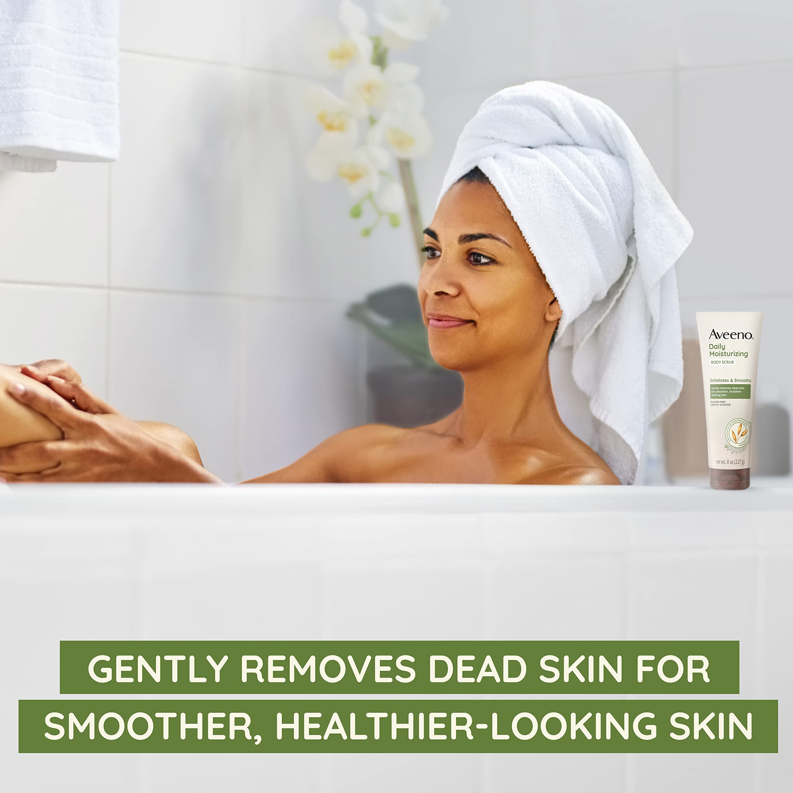 Aveeno Daily Moisturizing Body Scrub, Exfoliating Body Wash for Smoother, Healthier Looking Skin, Soothing Prebiotic Oat Formula, Sulfate-Free, Soap-Free & Dye-Free, 8 oz