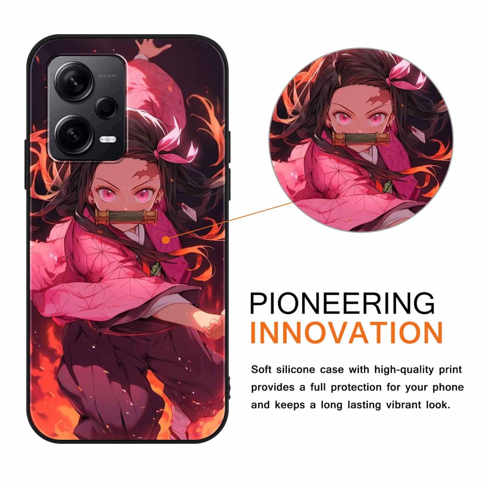 LunarDrift 2 Custodie Anime Per Xiaomi Redmi Note 12 Pro 5G - Design Demon Slayer Nezuko E Tanjiro - Cover TPU Antiurto - 4