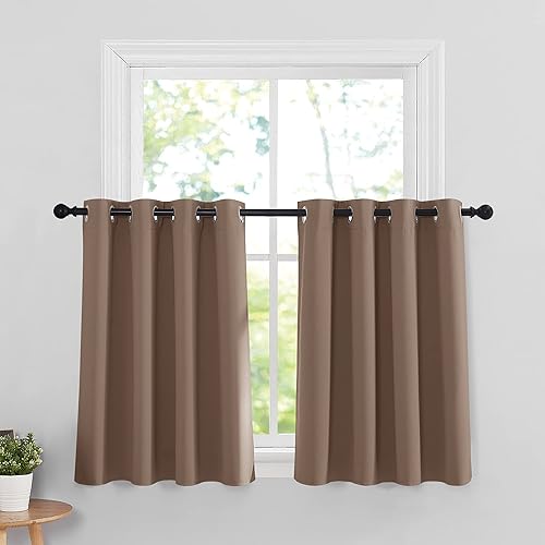 Miniatura 28 de RYB HOME Juego de 2 paneles de cortinas opacas grises de 63 pulgadas de largo, cortinas sólidas resistentes para oscurecer la habitación