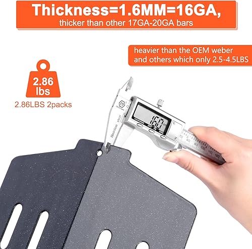 Miniatura 3 de QuliMetal 65505 Deflectores de calor para parrillas Weber Genesis serie 300 (control de montaje frontal), Genesis E/S-310, E/S-330 (2011-2016)