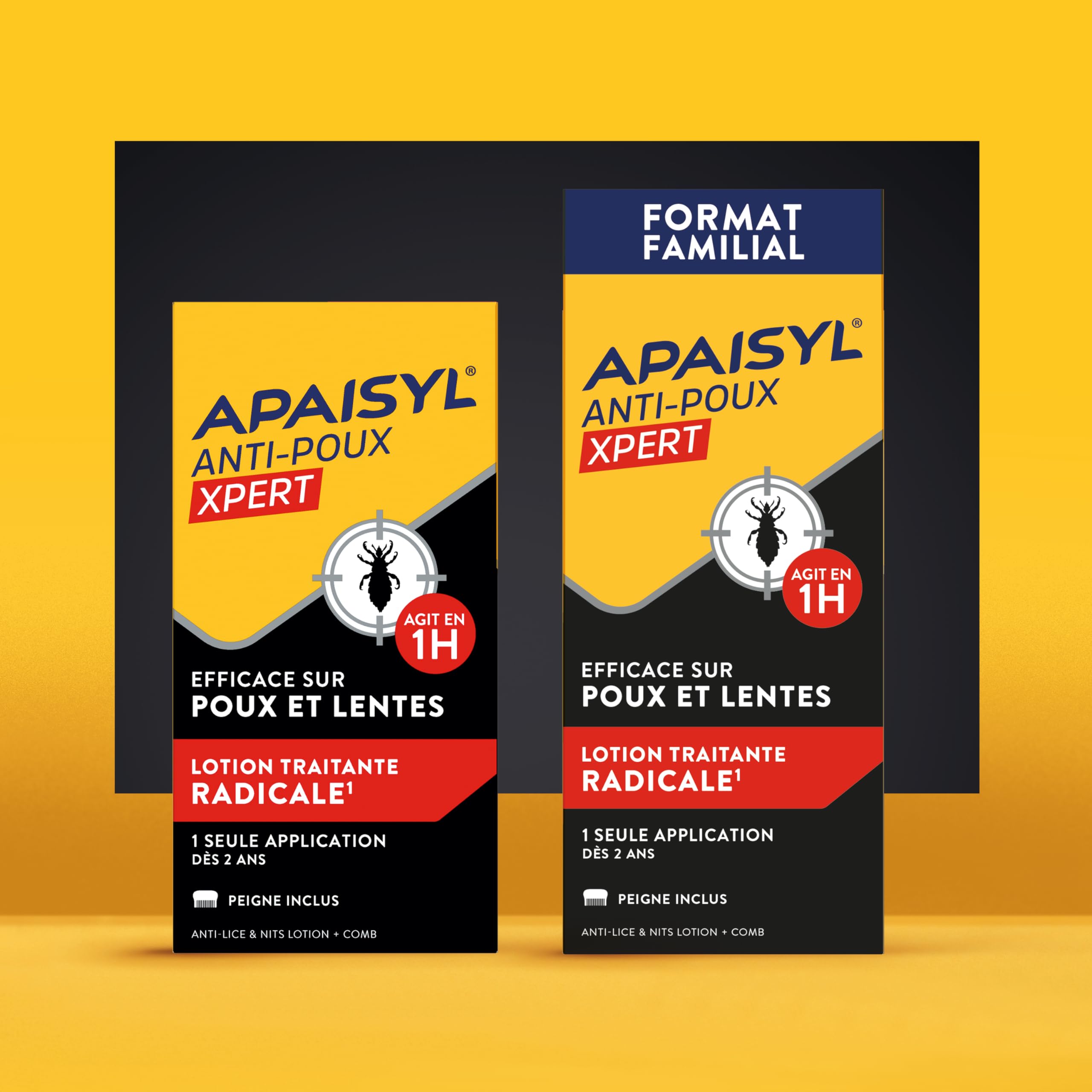 APAISYL, Lotion Anti-Poux Xpert, Tue 100% des Poux et des Lentes en 1 heure, 1 seule Application, Micro-Emulsion brevetée, Peigne Offert, 200ml