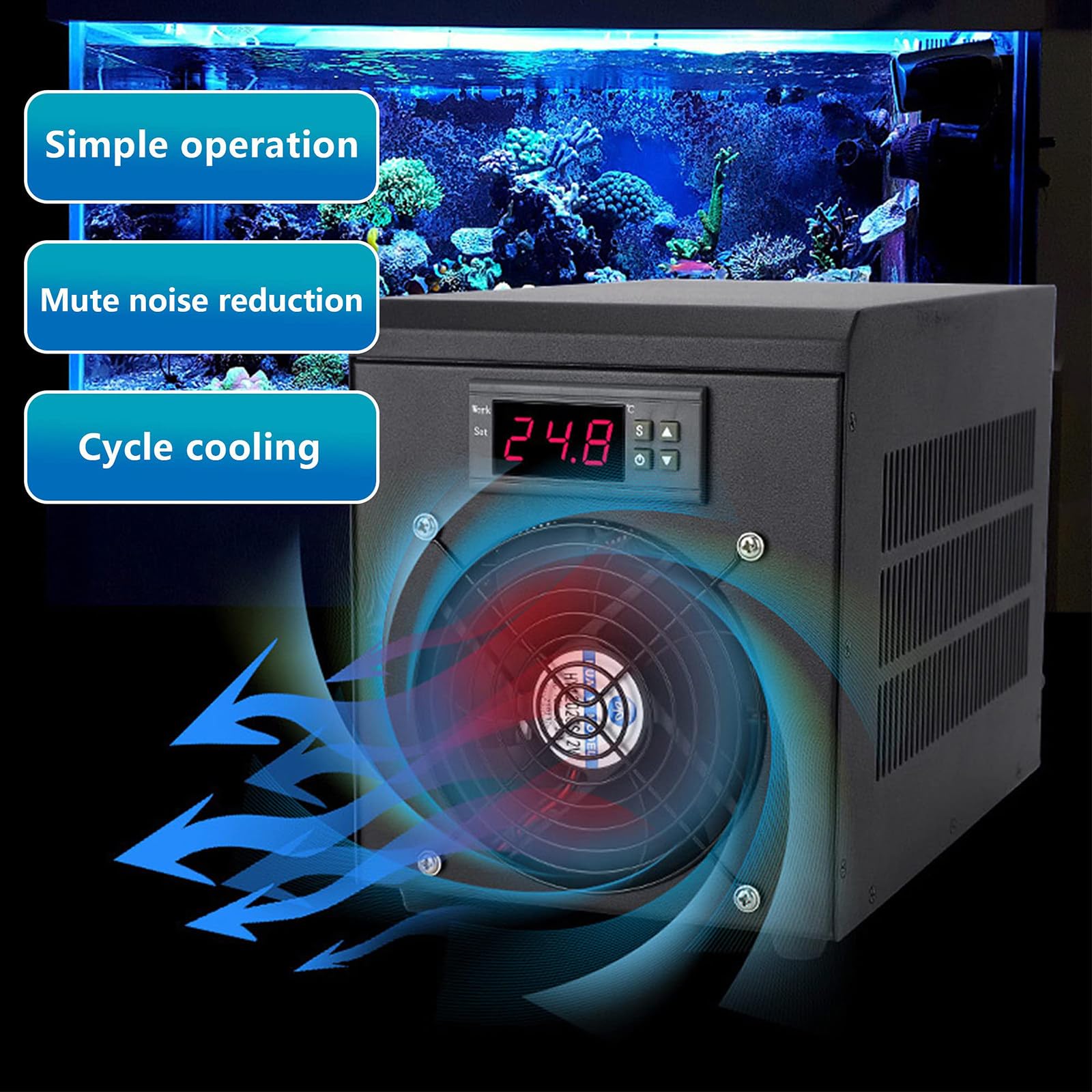 Raffreddatore Per Acquario Da 180W, Piccolo Acquario Termostatico Domestico Da 60L , Raffreddatore E Riscaldatore Per Acquario, Per Coltura Idro-ponica Con Acqua Di Mare/Acqua Dolce,Cooling&Heating