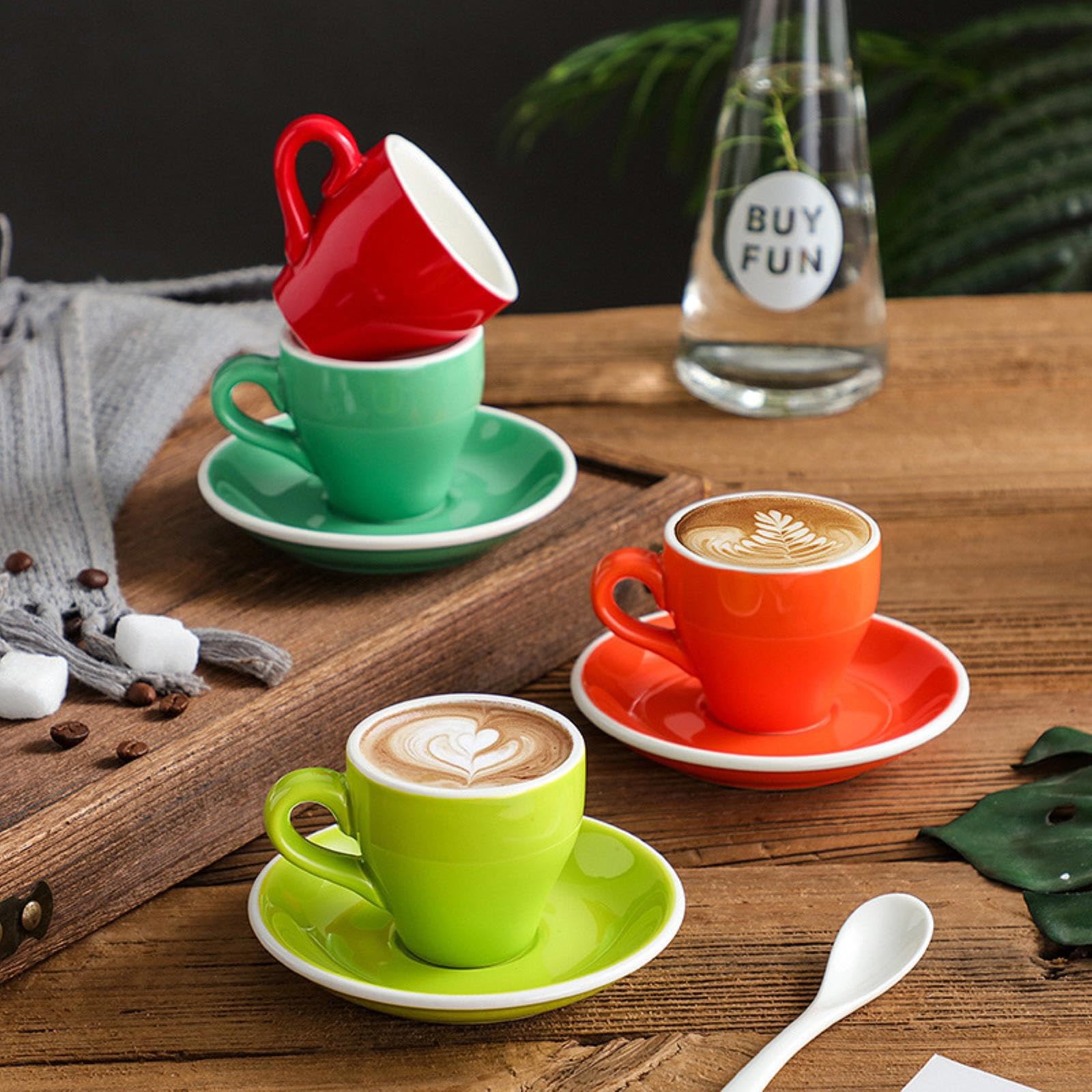 Juego De 4 Tazas De Capuchino VETIN - 300ml Con Plato