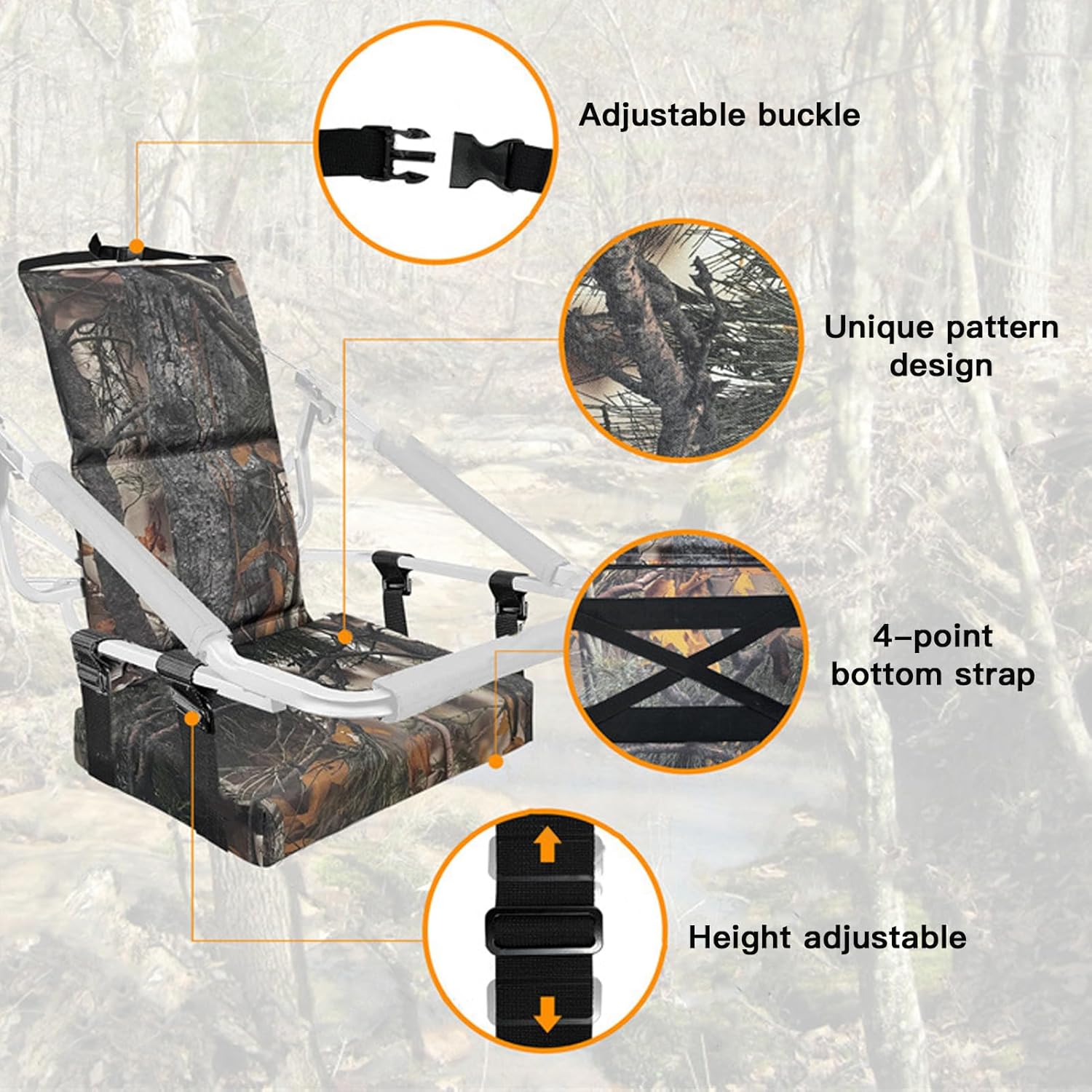 Tree Stand Seat, 18"x12" Traditional Series Treestand Hunter Folding Seat Cushion, Portable Waterproof Tree Stand Seat Pad for Outdoor Hunting Gear
