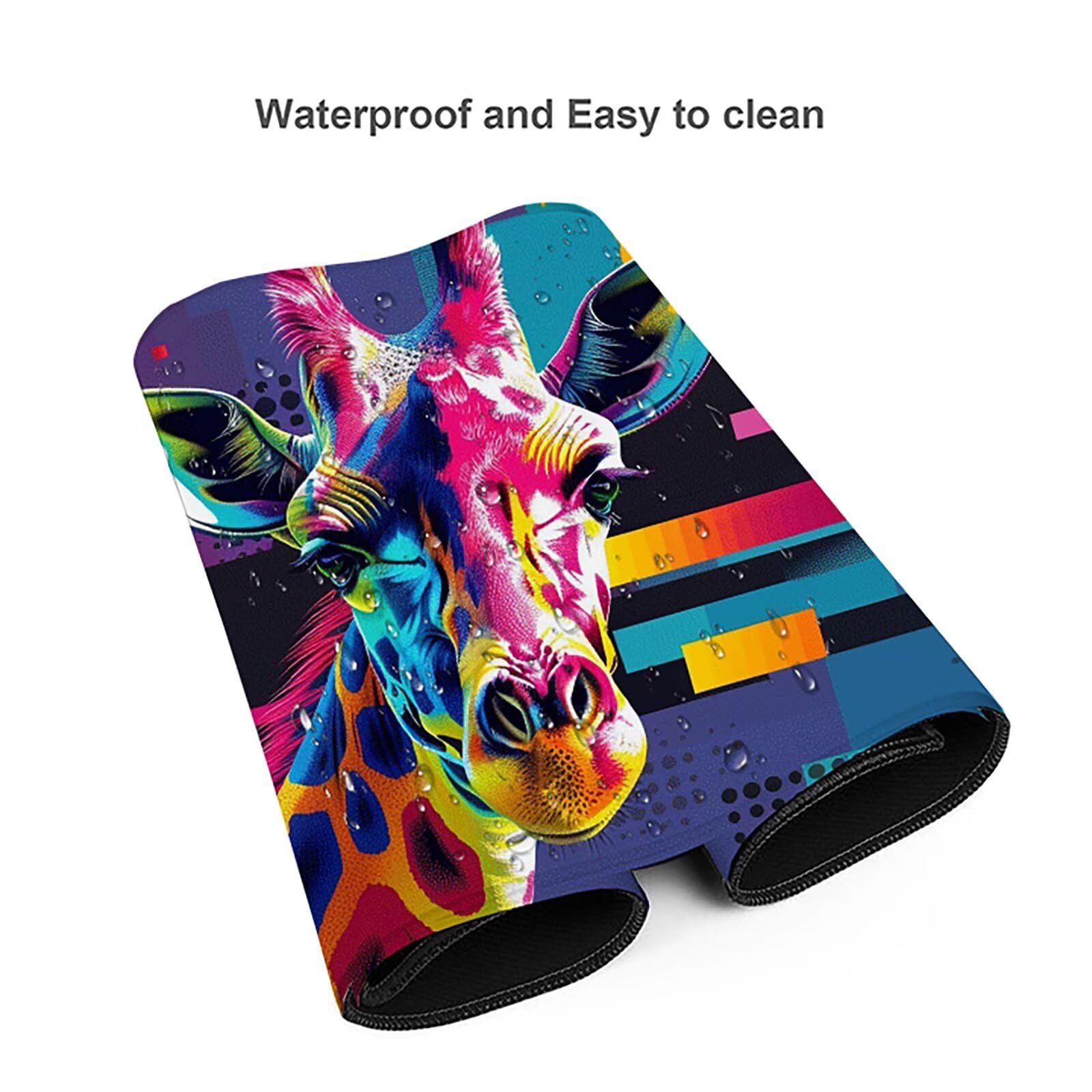 Jirafa Alfombrilla Ratón Gaming XXL 1500x800 mm, Alfombrilla Gaming Color Mousepad con Base de Goma Antideslizante, Impermeable Desk Mat para Teclado y Raton, Accesorios Gaming, Regalos de Hombre 9-Q