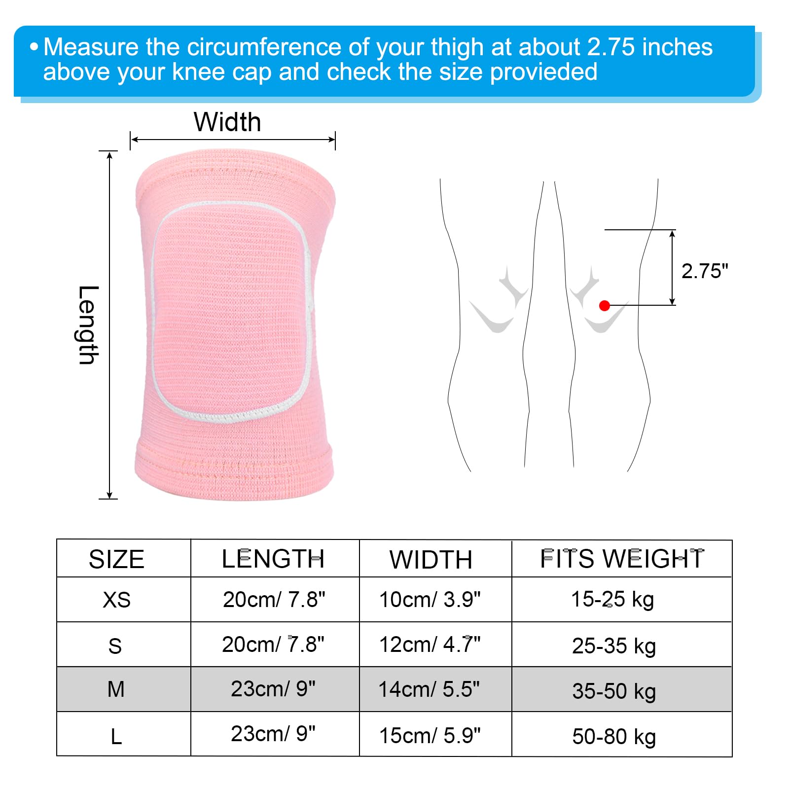 PATIKIL M Tamaño Rodilleras Protectoras, 6 Pares de Rodilleras de Espuma Transpirables para Voleibol, Danza, Fútbol, Baloncesto, Entrenamiento, Color Rosa