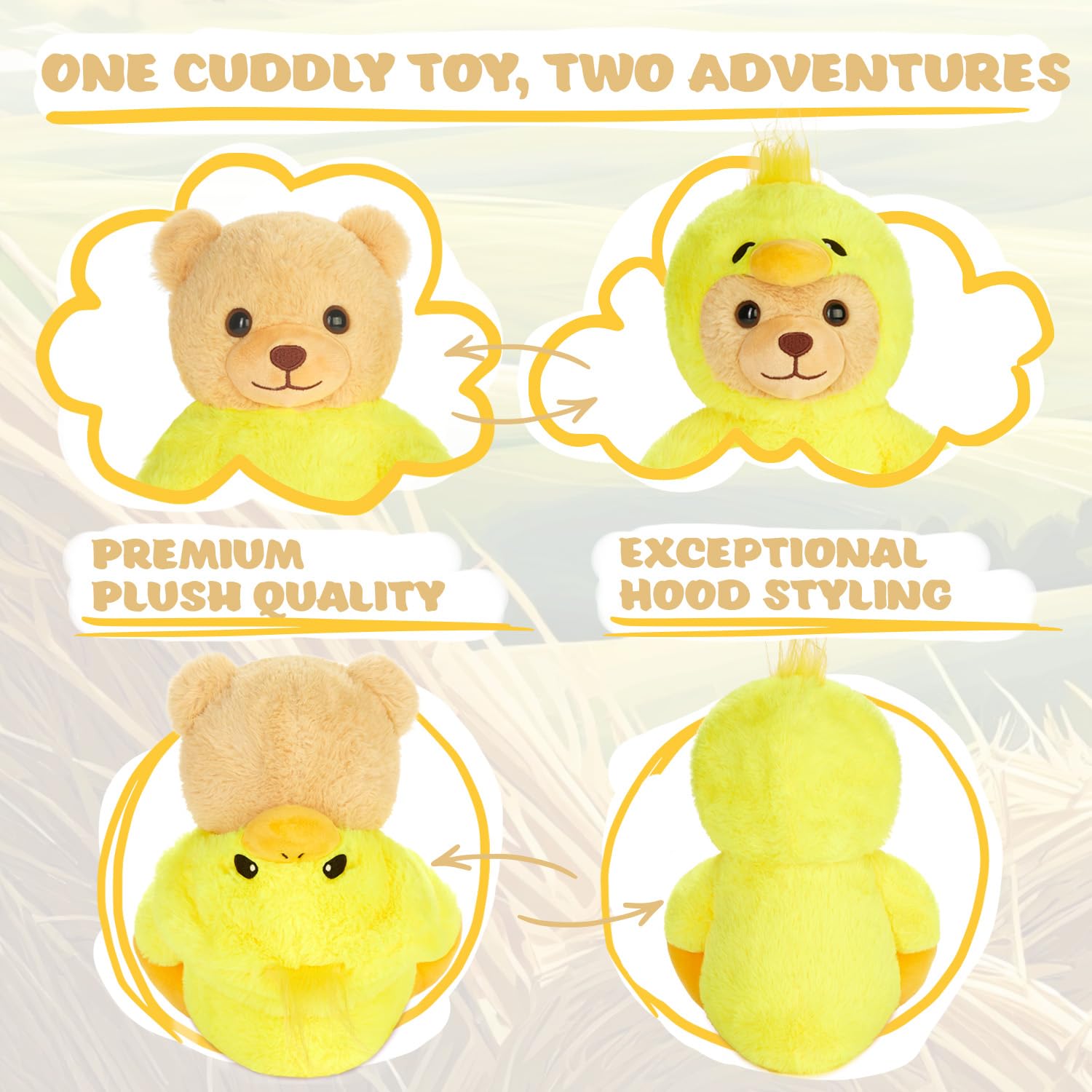 BRUBIES Teddy Duck Chick, 10 inches (25 cm) Teddy Bear in Chicken Costume with Hood, Cuddly Toy for Cosy Adventures - Image 3