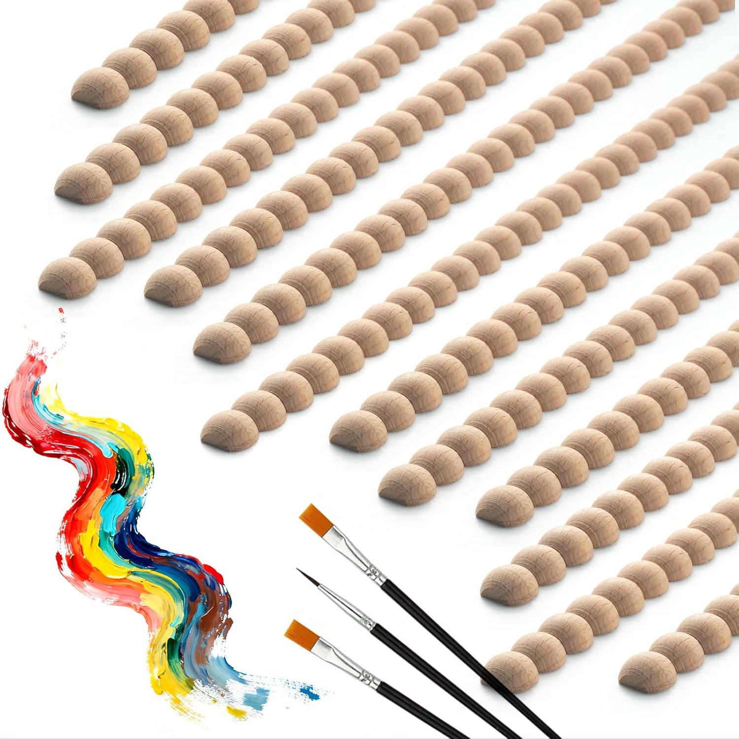 12 Pcs Beaded Wood Trim, Half Round Wood Beads Molding Strips, 15.75" Unfinished Wooden Moulding for DIY Crafts, Wall, Cabinet, Frame & Door Decoration(Paintable, W:0.55in × T:0.28in)