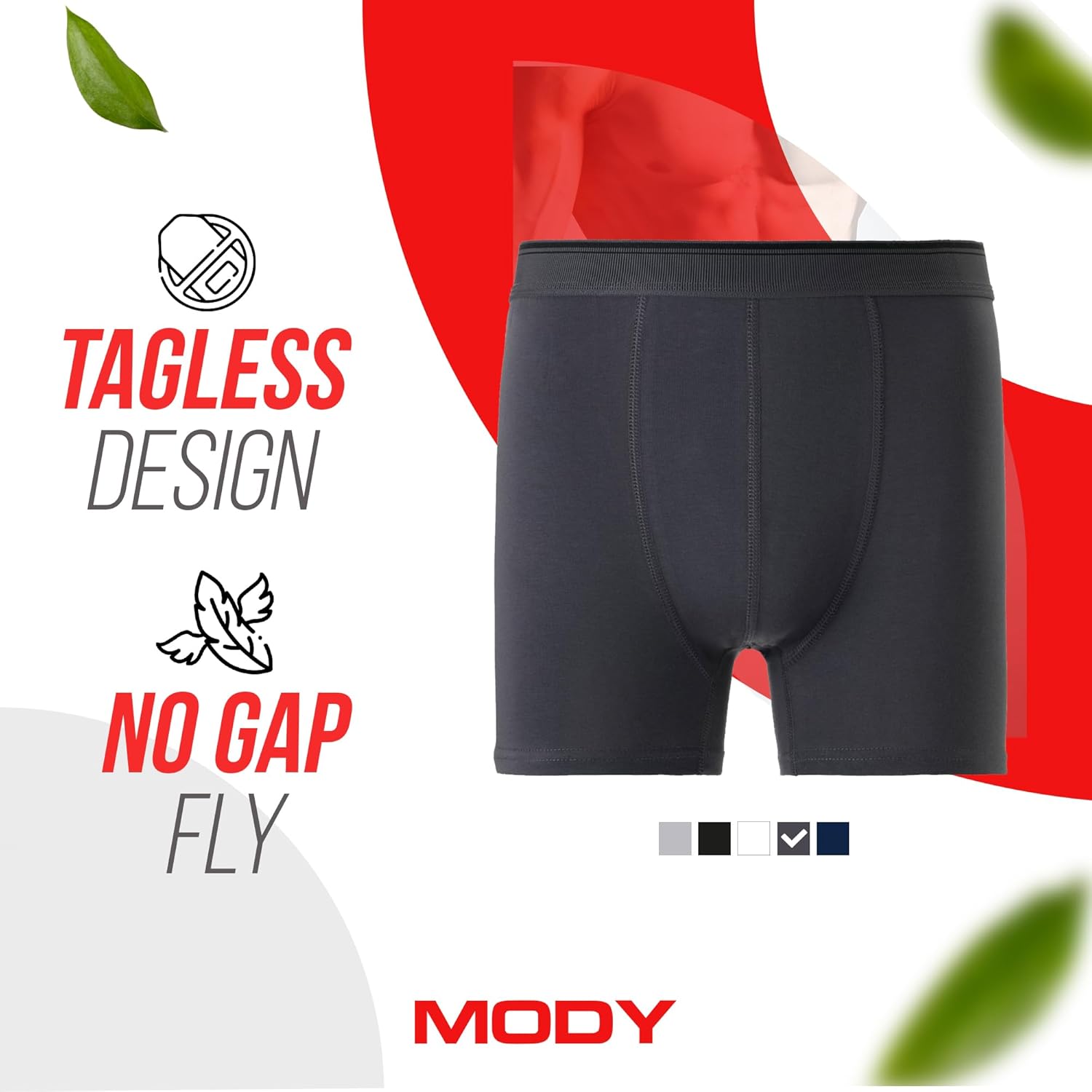 Mody Men's Boxer Briefs Underwear 4-Pack, Men's Cotton Boxer Brief, Ultra Soft Boxers for Men, Men's Underwear Boxer Briefs - Image 2