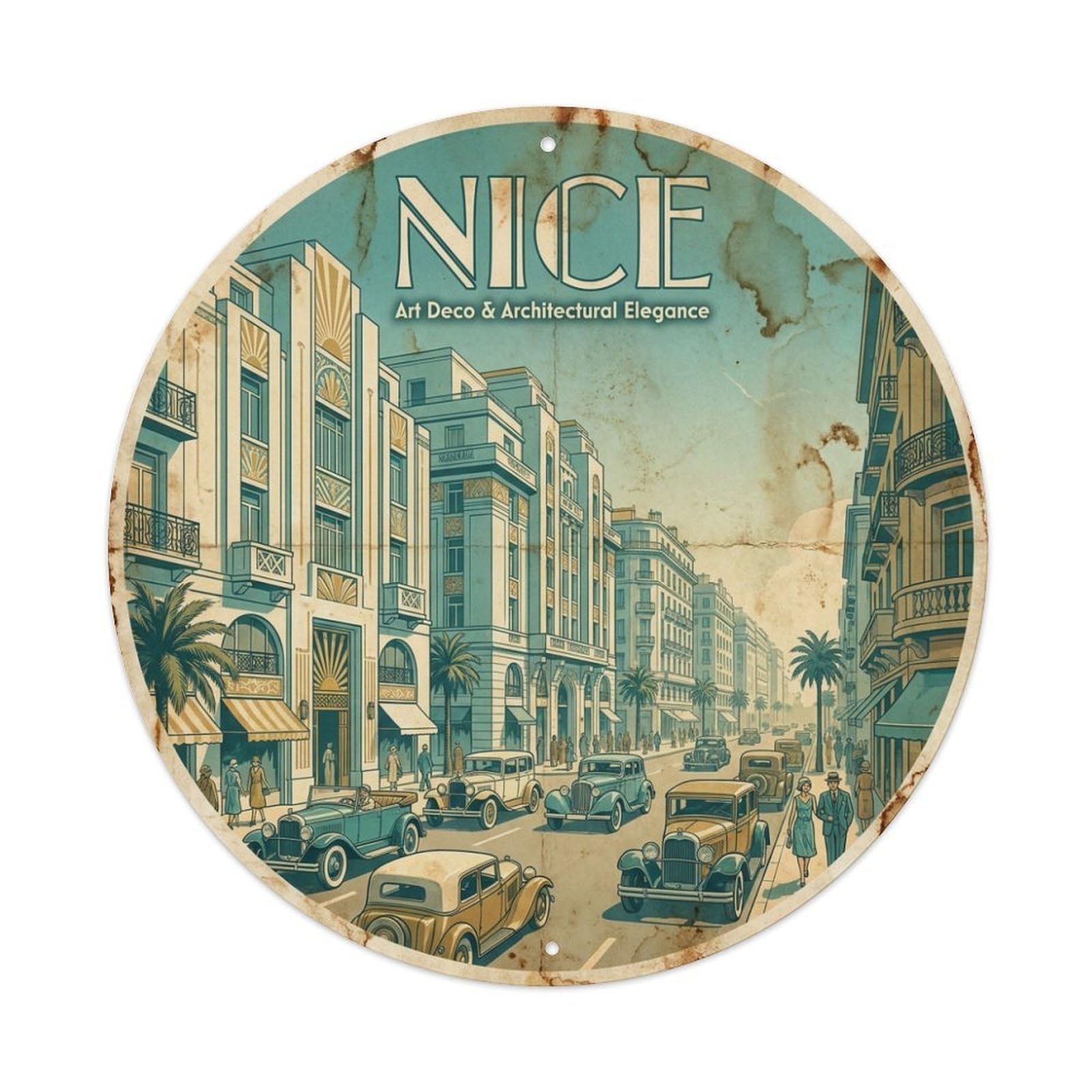 Nice Old Town Promenade Coastal Route Travel Vintage Metal Tin Sign
