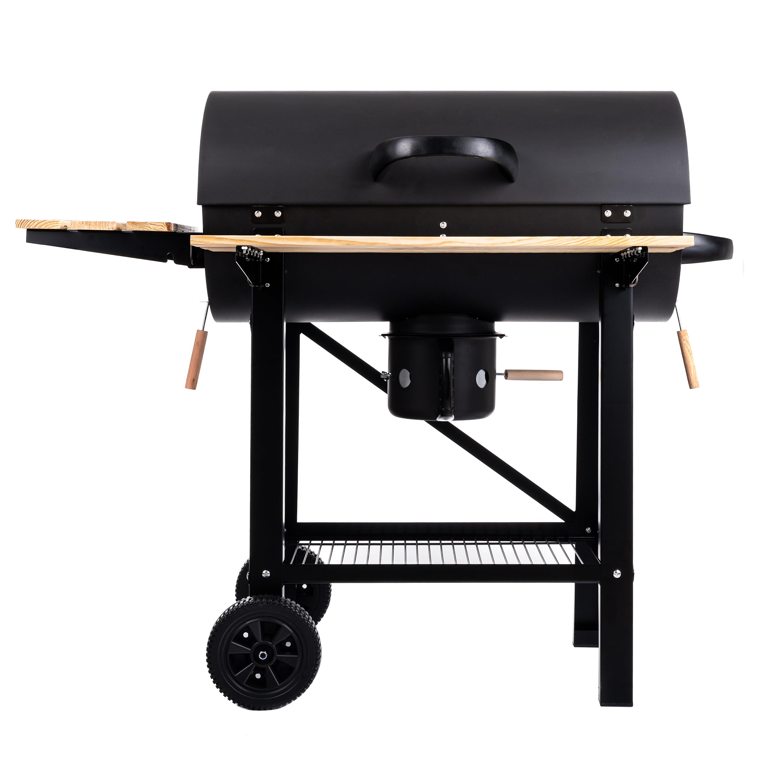 LEHMANN Barbecue a Carbonella con Griglia XL, Carrello Grill con Due Ripiani in Legno