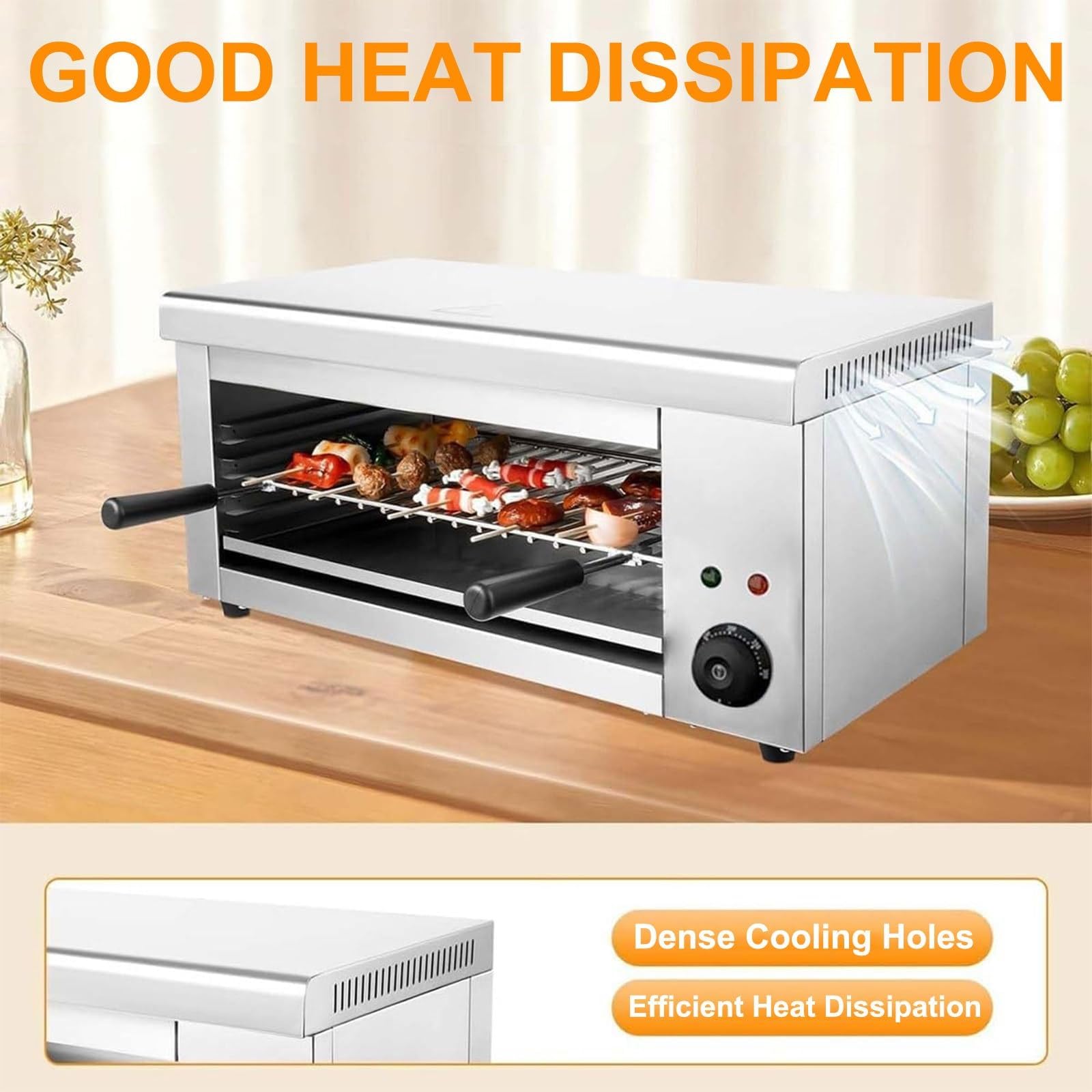 Barbacoa Eléctrica De Interior Con Parrillas, 4 De Altura Regulable, 2000W Y 30L - Sistema Sin Humo, Control De Temperatura 50-300°C, Ideal Para Cocina Saludable