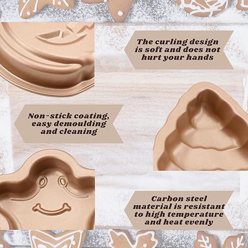 Miniatura 3 de Crethinkaty Molde para tartas en forma de fantasma de Halloween, molde para tartas de 5.6 pulgadas con revestimiento antiadherente, bandeja para