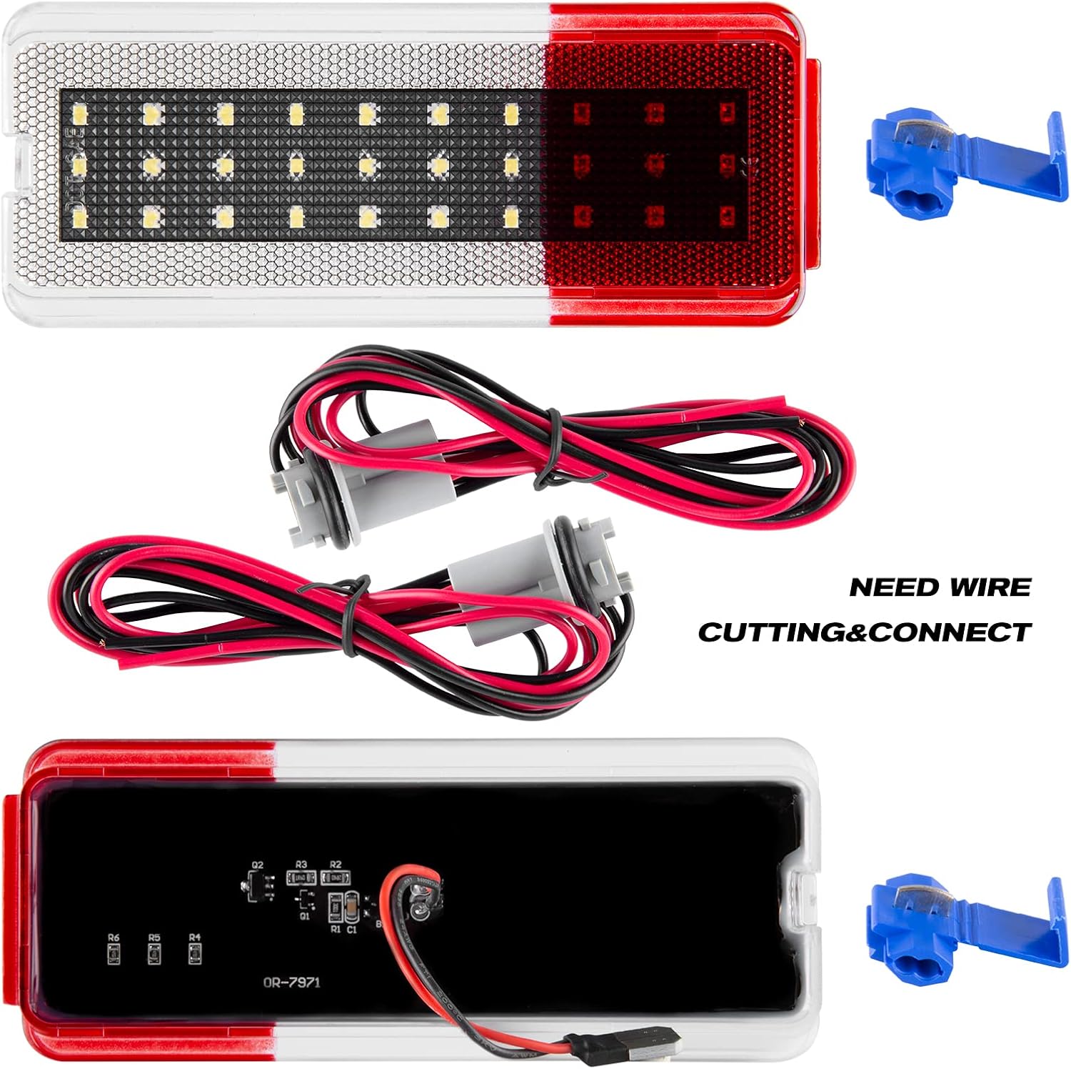 Gempro LED Interior Door Reflector Lights for Ford F250 F350 F450 F550 1999-2007 SuperDuty, Excursion 2000-2005 Front/Rear Door 2PCS (Red&White)