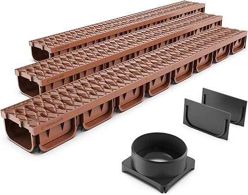 Vodaland - Sistema de drenaje de zanjas de 4 pulgadas con rejilla, color terracota, fácil 2 (3)