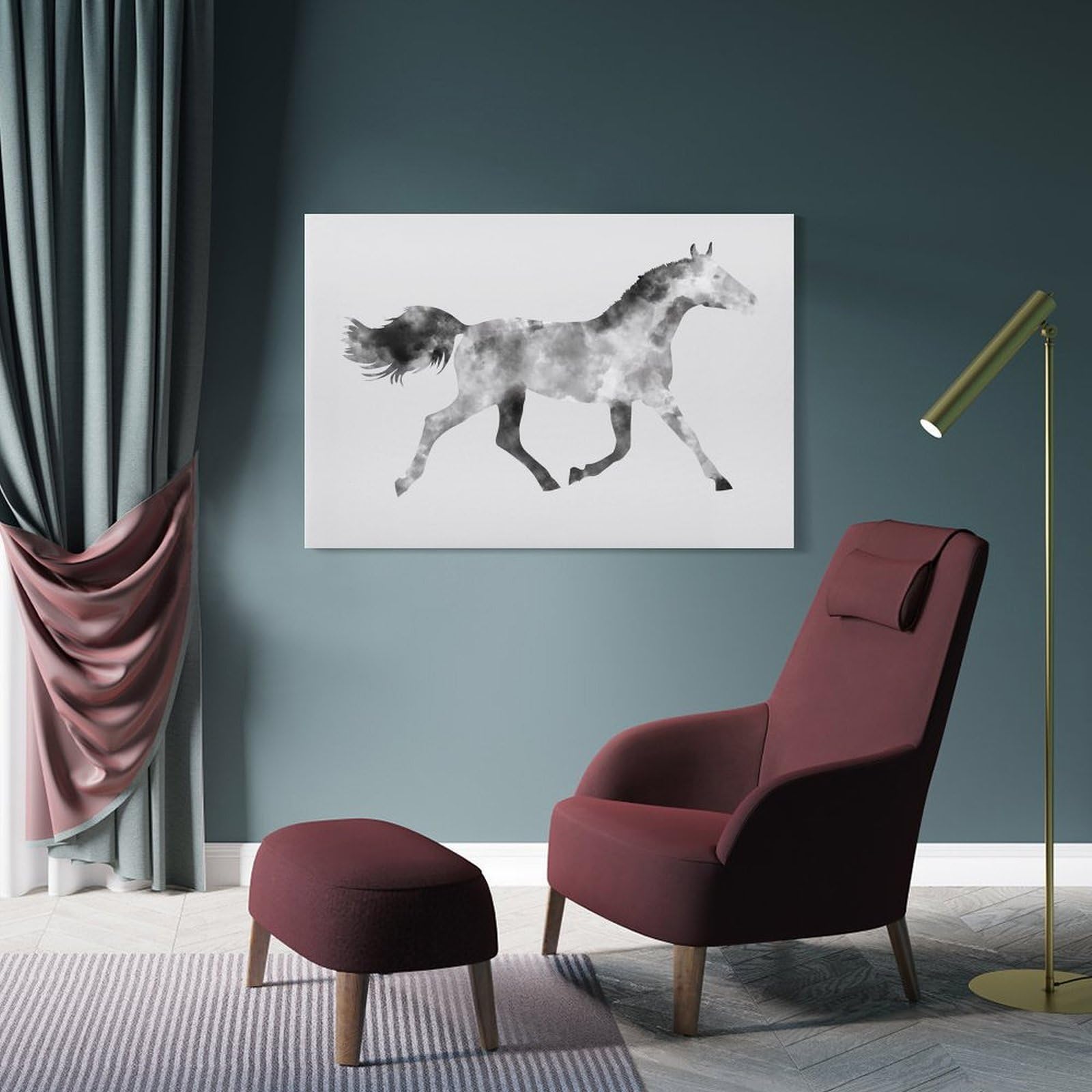Junmoney Canvas Wall Decor The Horse, 12x18inch(30x45cm), for Bedroom, Guest Room Or Reading Nook, Decorative Wall Art for Cosy Rooms
