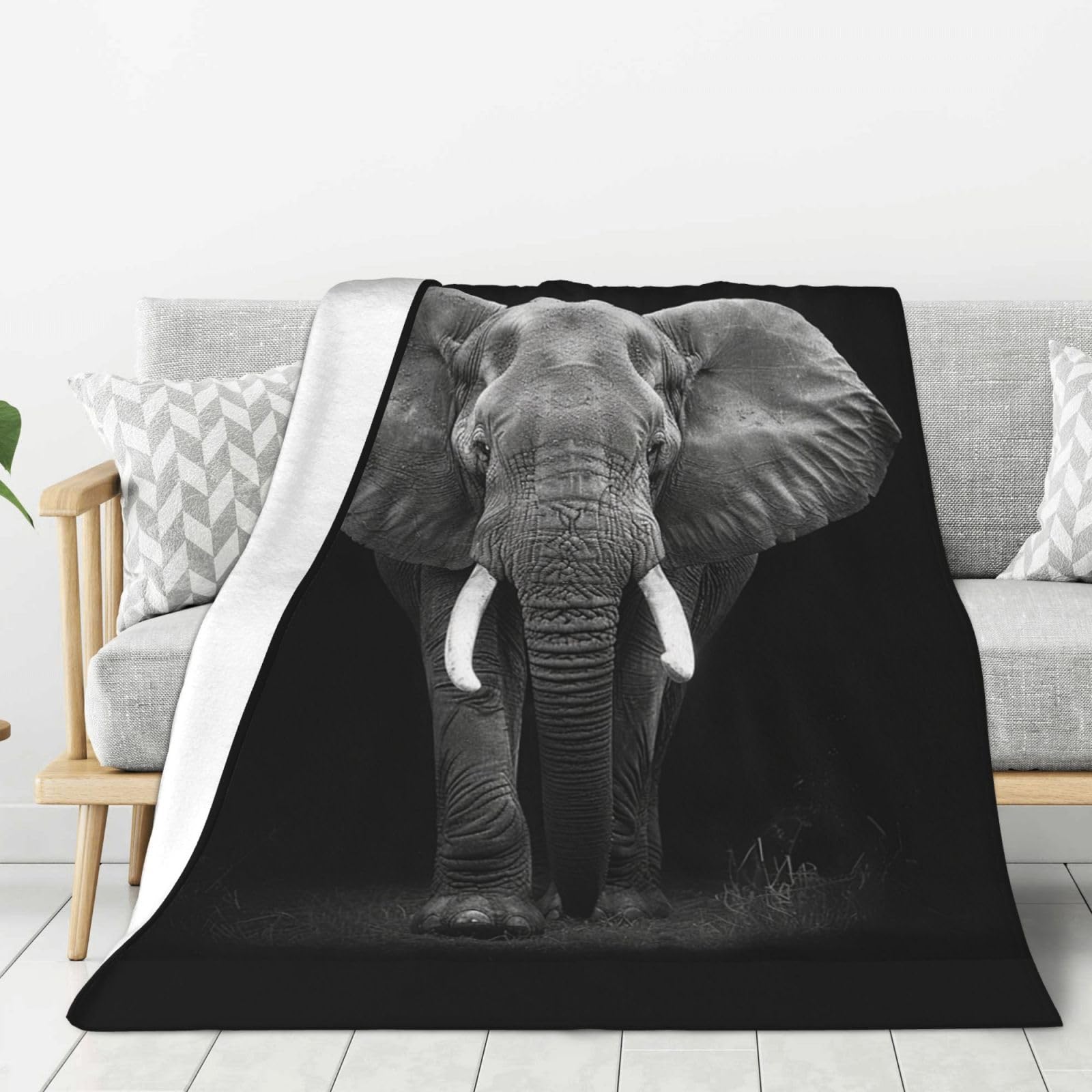 Mexpekil Throw Blanket Sofa Throw Fluffy Soft Warm Versatile Fleece Blanket Wild Elephant Blanket Throws for Sofas Large 60"x50"