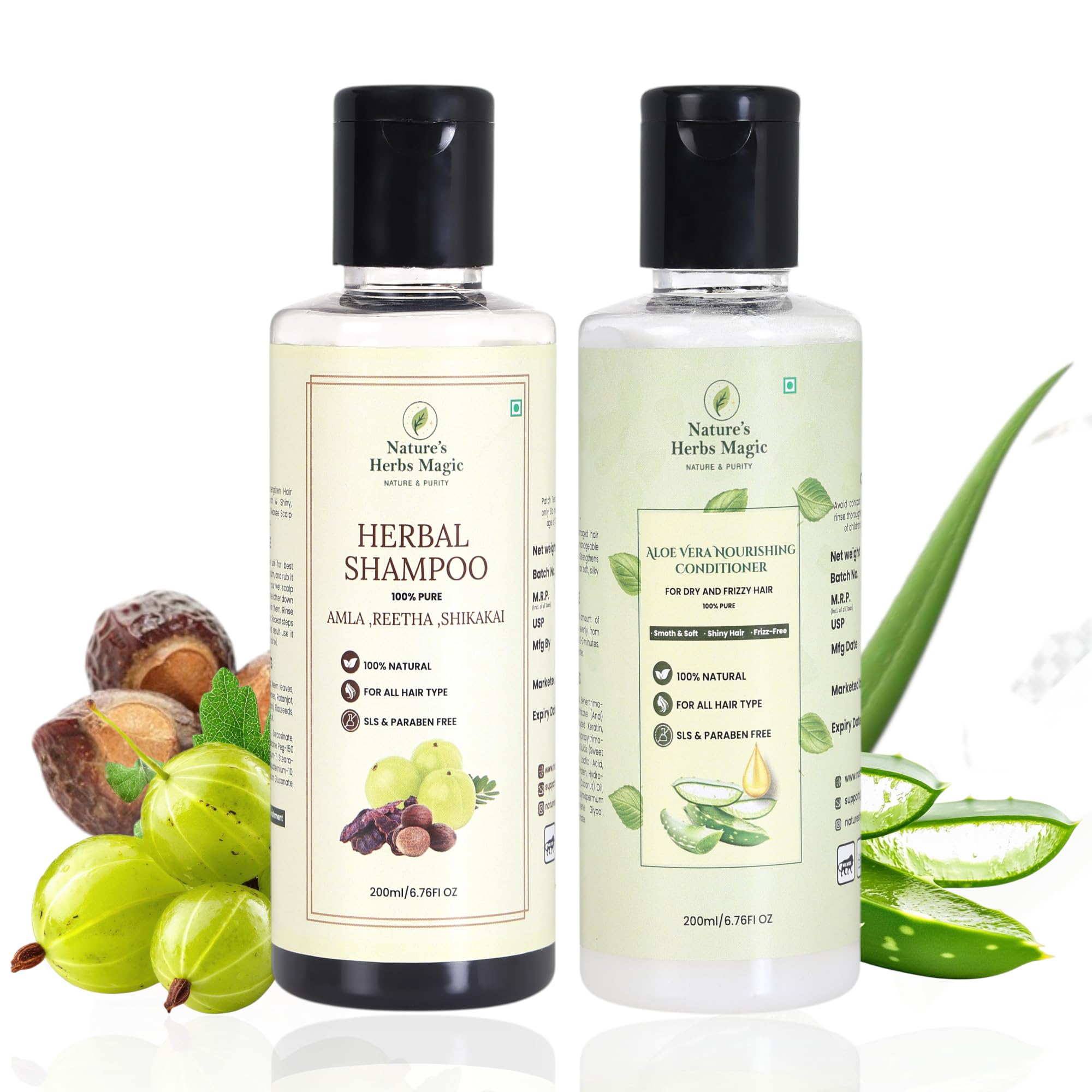 Nature's Herbs Magic Herbal Shampoo & Conditioner Combo | Complete Hairfall and Hair Growth Solution (200 ml x Combo of 2)-image-26