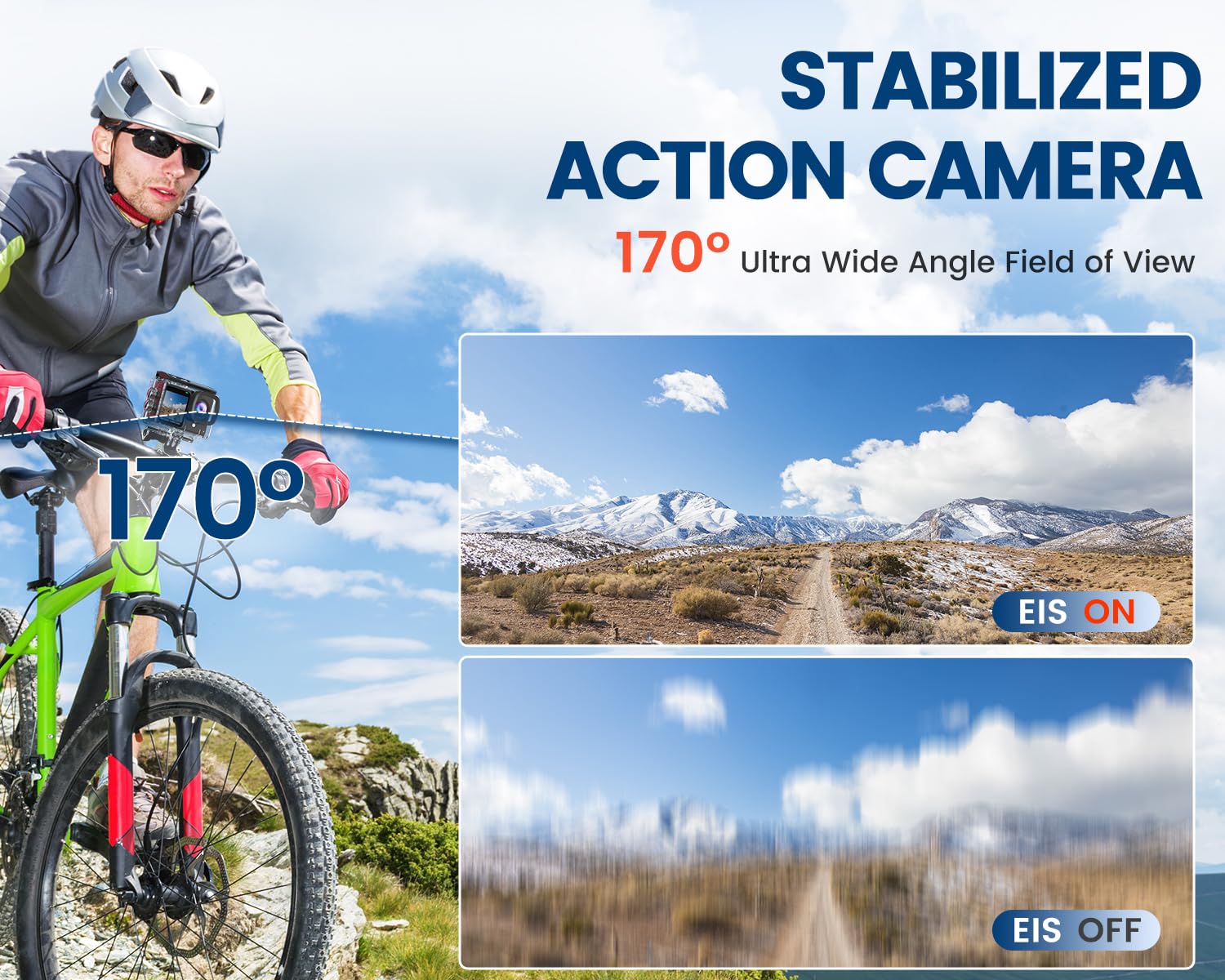 Action Cam 4K a Doppio Schermo, 48MP WIFI Videocmera con Scheda SD da 64GB,131ft Fotocamera Subacquea, 170° Telecamera Moto con Telecomando, Microfono, 2 Batterie,Accessori Multifunzione.