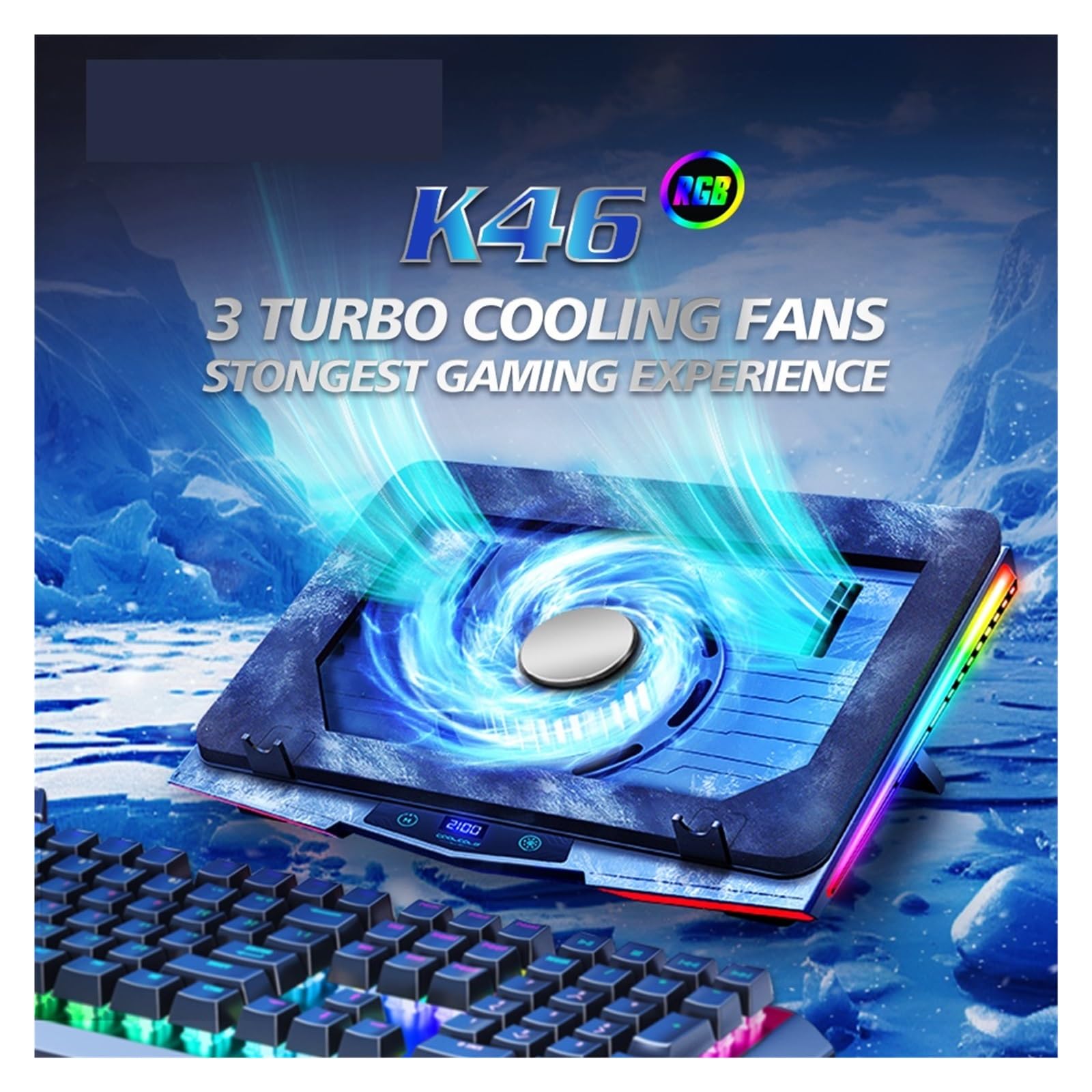 Tappetino di Raffreddamento for Laptop RGB A Compressione d'Aria, Dispositivo di Raffreddamento USB Ultra Silenzioso, Supporto Regolabile for Dissipazione Rapida del Calore