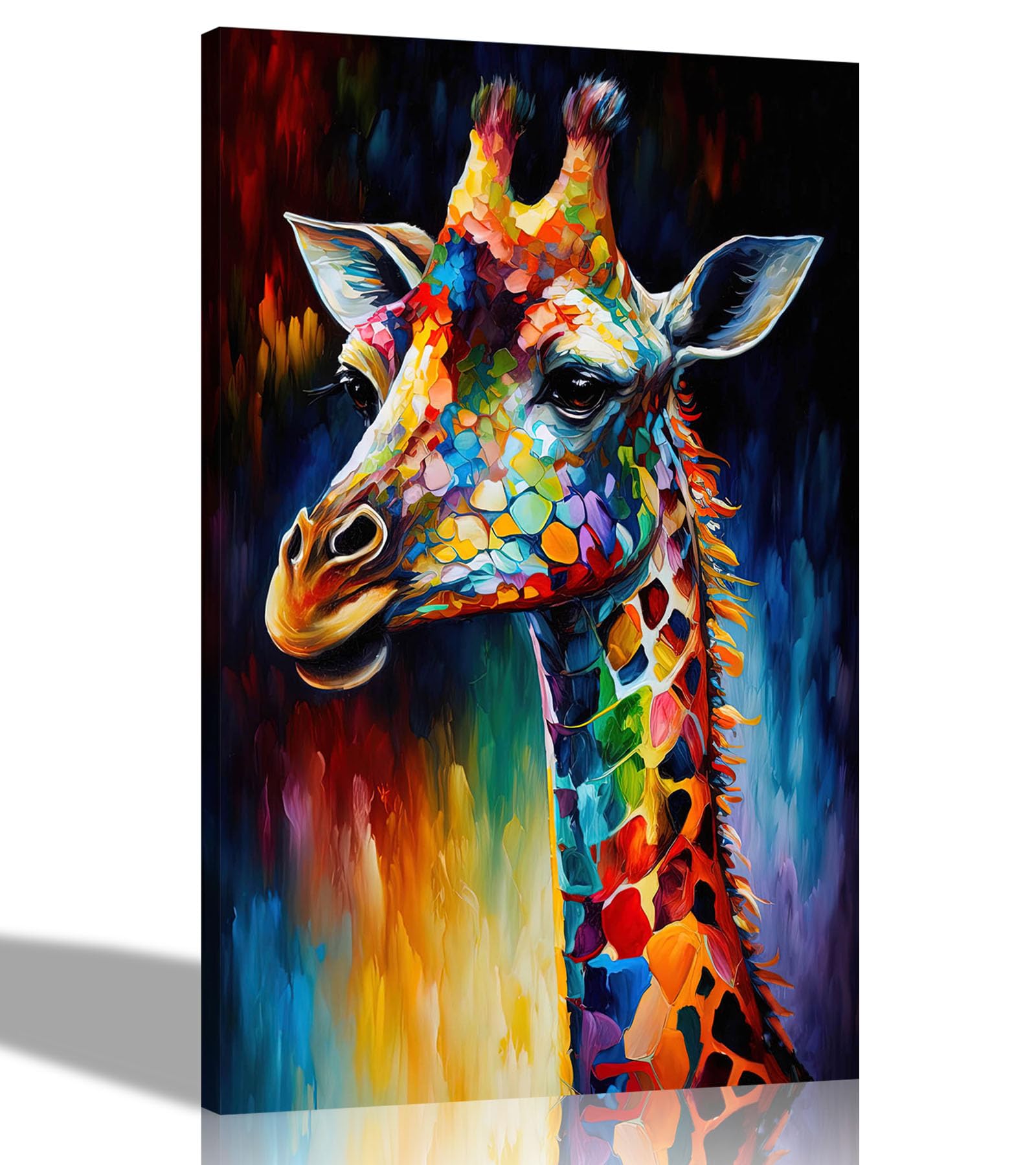 Artley Prints Giraffe Portrait Abstract - Canvas Wall Pictures | Framed Art Prints For Livingroom, Bedroom Office 86 X 61Cm (34 X 24 Inches) A1