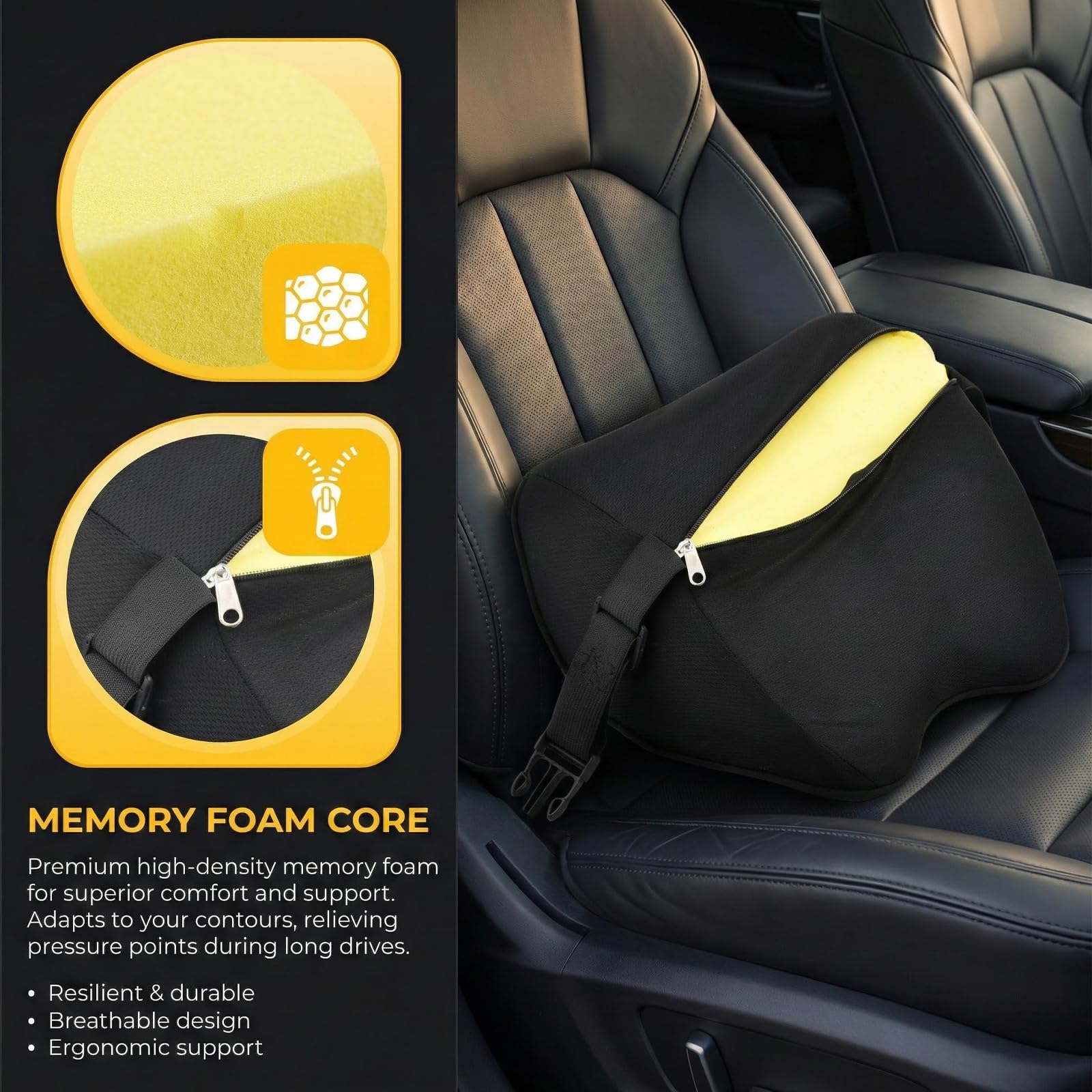 Auto Nackenkissen, Kopfstützenkissen aus Memory Foam Reisekissen Auto Reise Nackenkissen Weichheit Kopfstütze Kissen mit Verstellbarem Riemen für Fahren Büro Gaming Sitz, Schützen Sie Halswirbelsäule