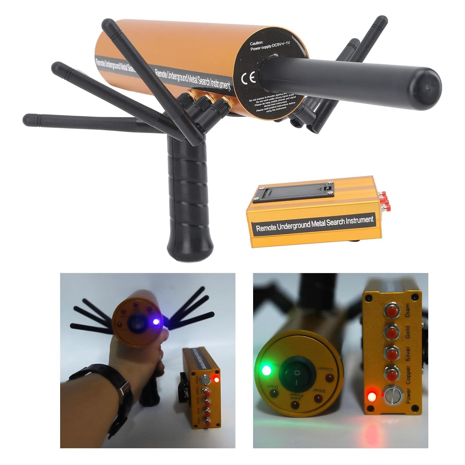 Gold Detector Underground, Handheld Ground Penetrating Metal Detector Metal Pinpointer 15m Depth 1200m Range 6 Antenna Accurate Finding Gold Detector, Suit for Gold, Silver, Jewelry